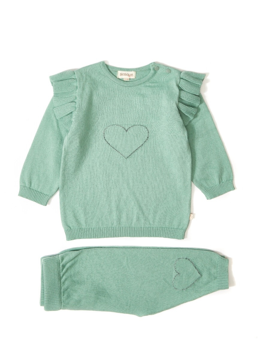 100% Organic Cotton With GOTS Certified Knitwear Ruffle Love Two Piece Set 3-12M 1061-21035 - 1061-21035 - Brand: Uludağ Triko - Kids & Bby Clothes From Peralane Kids Turkey