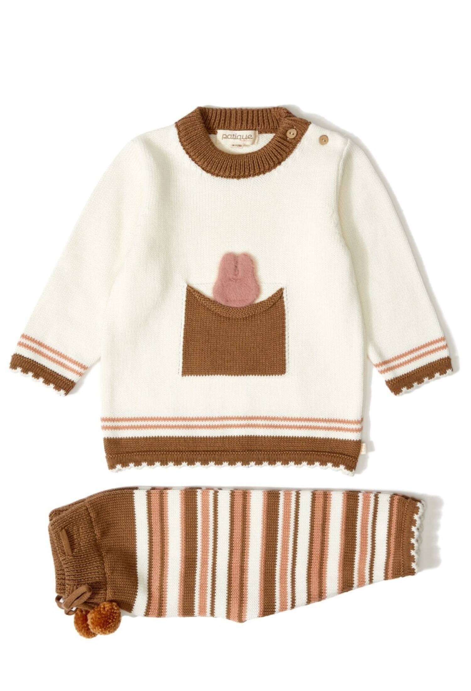 100% Organic Cotton With GOTS Certified Knitwear Stripe Two Piece Set 3-12M 1061-21039 - 1061-21039 - Brand: Uludağ Triko - Kids & Bby Clothes From Peralane Kids Turkey