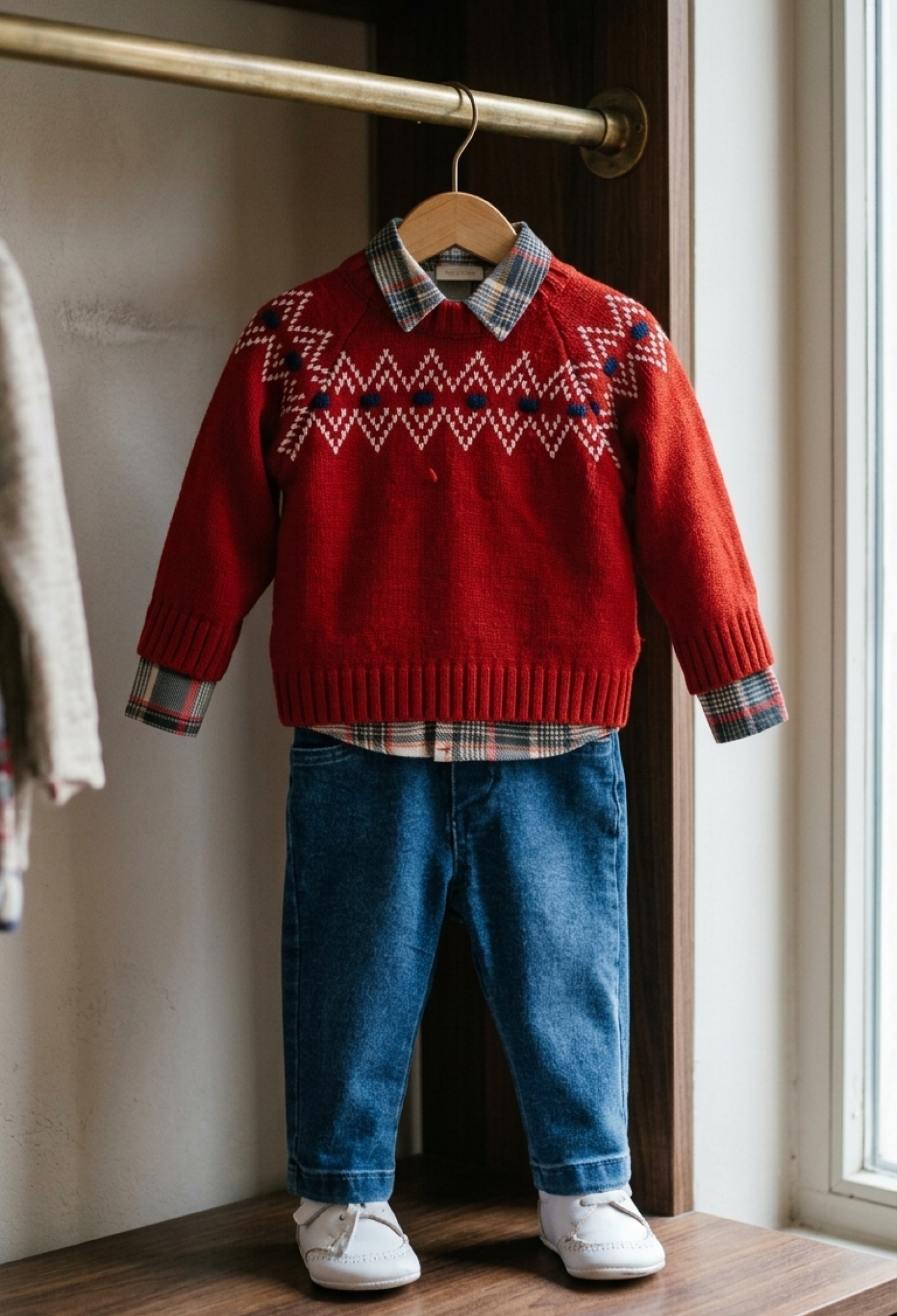 Wholesale Baby 3-Piece Sweater, Shirt, and Jeans Set 9-24M Babymuz 2009-5157 - 2009-5157