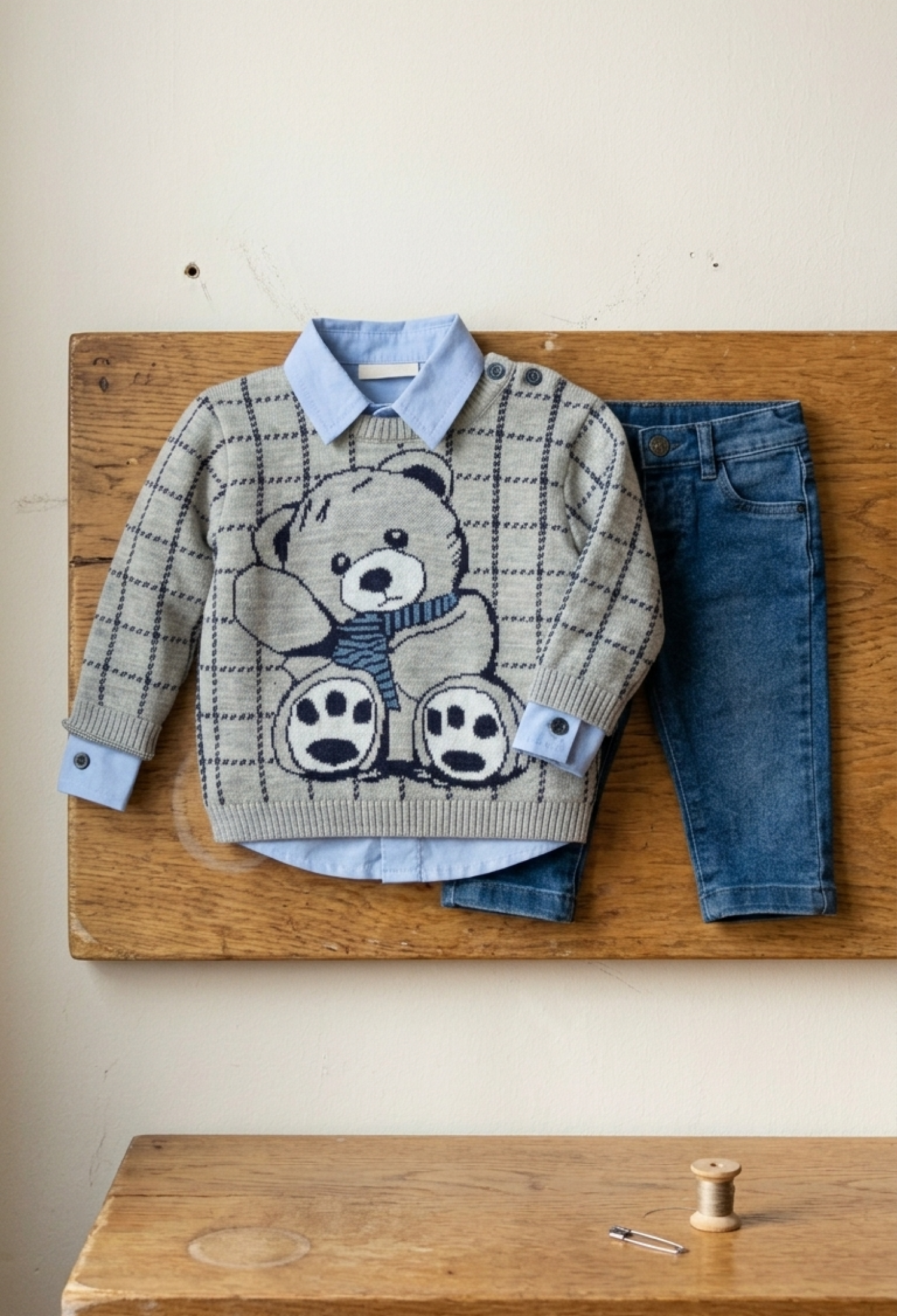 Wholesale Baby 3-Piece Sweater, Shirt, and Jeans Set 6-18M Babymuz 2009-5150 - 2009-5150