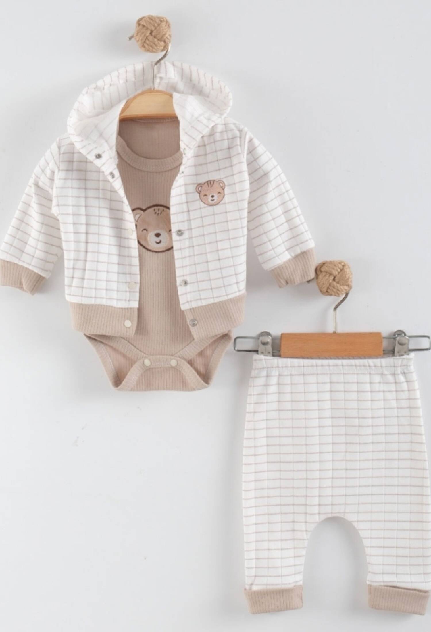 Ayıcık Baskılı Üçlü Erkek Bebe Takım - Brand: NAYINOM - Kids & Bby Clothes From Peralane Kids Turkey