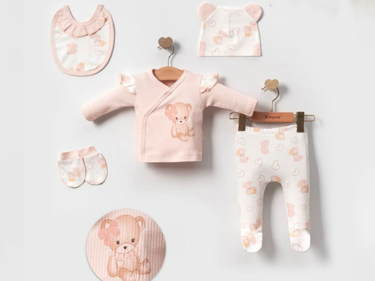 Ayıcık Desenli 5 Li Kız Bebe Set - Brand: CAYZEN - Kids & Bby Clothes From Peralane Kids Turkey