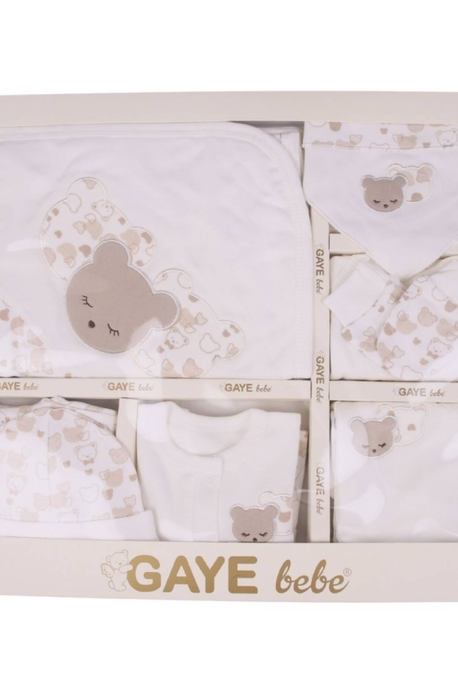 Ayıcık Desenli Erkek Bebe 10lu Hastane Çıkış Set - Brand: GAYE BEBE - Kids & Bby Clothes From Peralane Kids Turkey