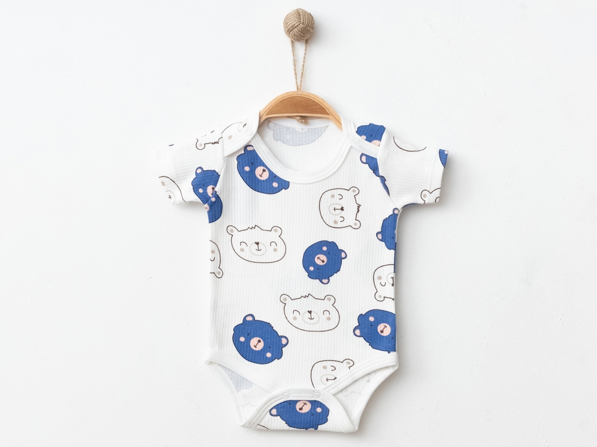 Ayıcık Desenli Kısa Kollu Raporlu Erkek Çıtçıtlı Badi – Brand: NAYINOM – Kids & Bby Clothes From Peralane Kids Turkey