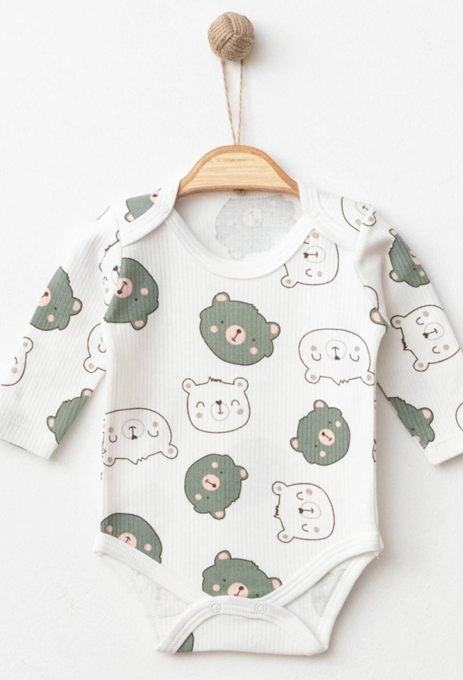 Ayıcık Desenli Raporlu Erkek Çıtçıtlı Badi - Brand: NAYINOM - Kids & Bby Clothes From Peralane Kids Turkey