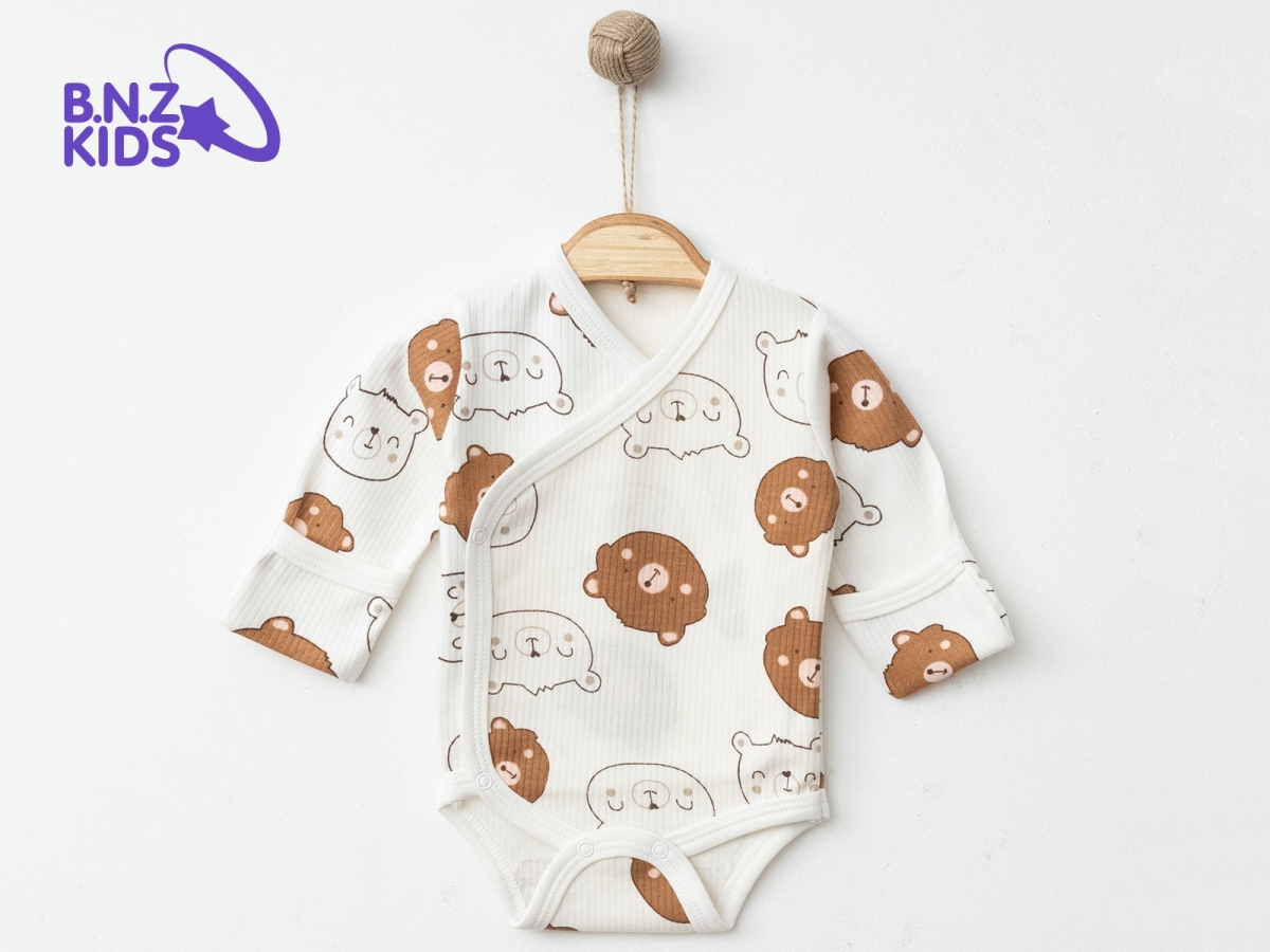 Ayıcık Desenli Raporlu Kundak Çıtçıtlı Badi – Brand: NAYINOM – Kids & Bby Clothes From Peralane Kids Turkey