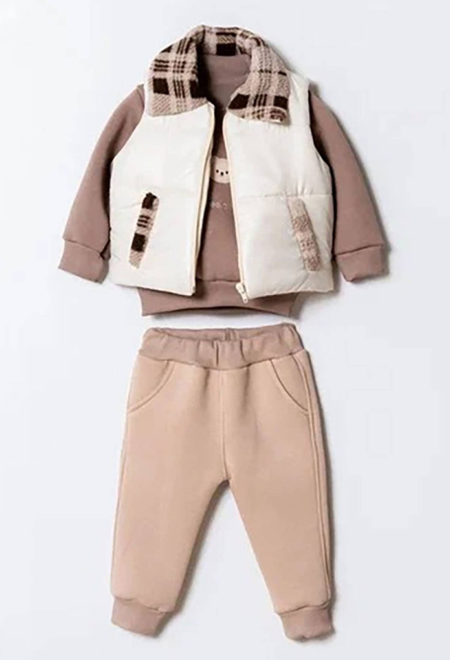 Ayıcık Nakışlı Yelekli Üçlü Erkek Bebe Takım - Brand: HİPPIL - Kids & Bby Clothes From Peralane Kids Turkey