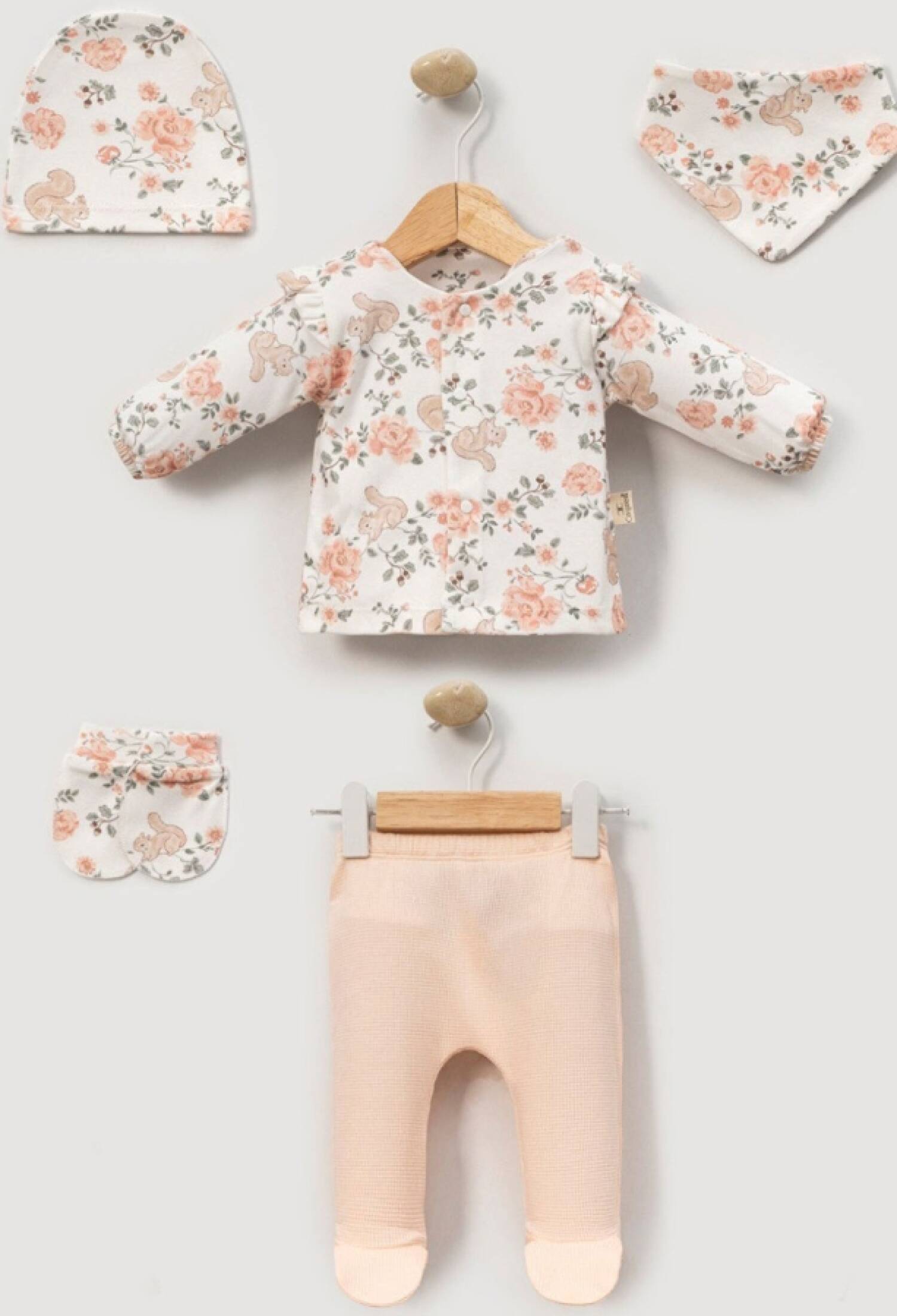 Çiçek Desenli 5li Kız Yenidoğan Zıbın Seti - Brand: CAYZEN - Kids & Bby Clothes From Peralane Kids Turkey