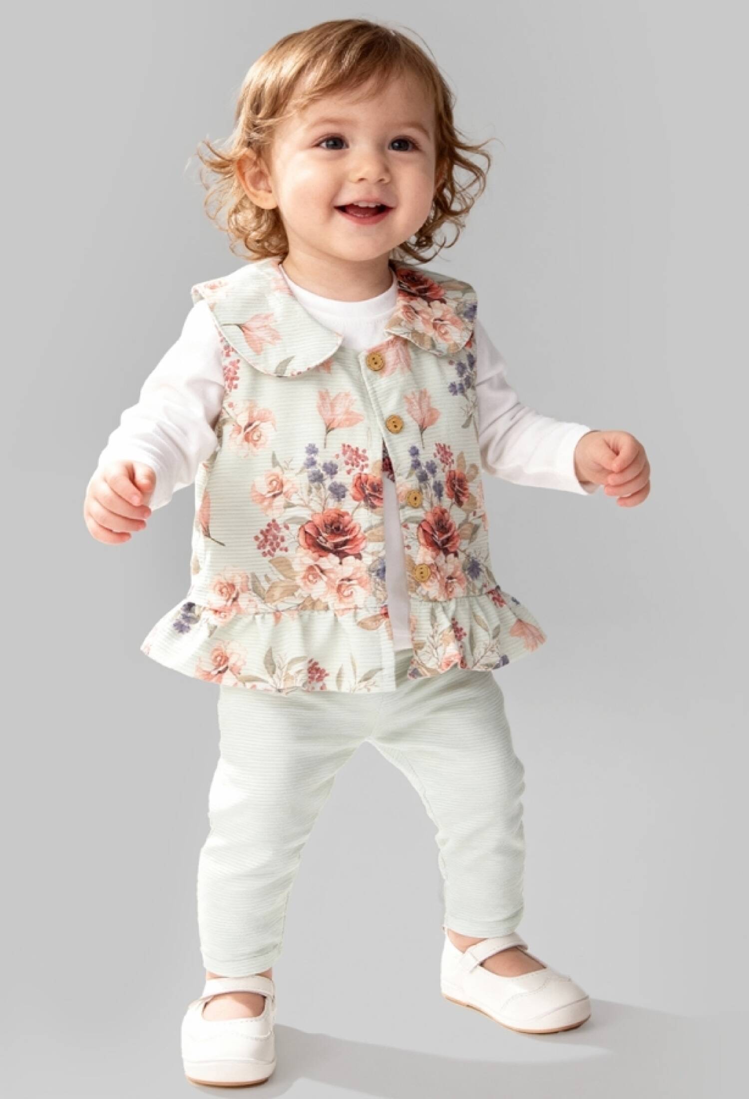 Çiçek Desenli Üçlü Kız Takım - Brand: BEYAZ BEBEK - Kids & Bby Clothes From Peralane Kids Turkey