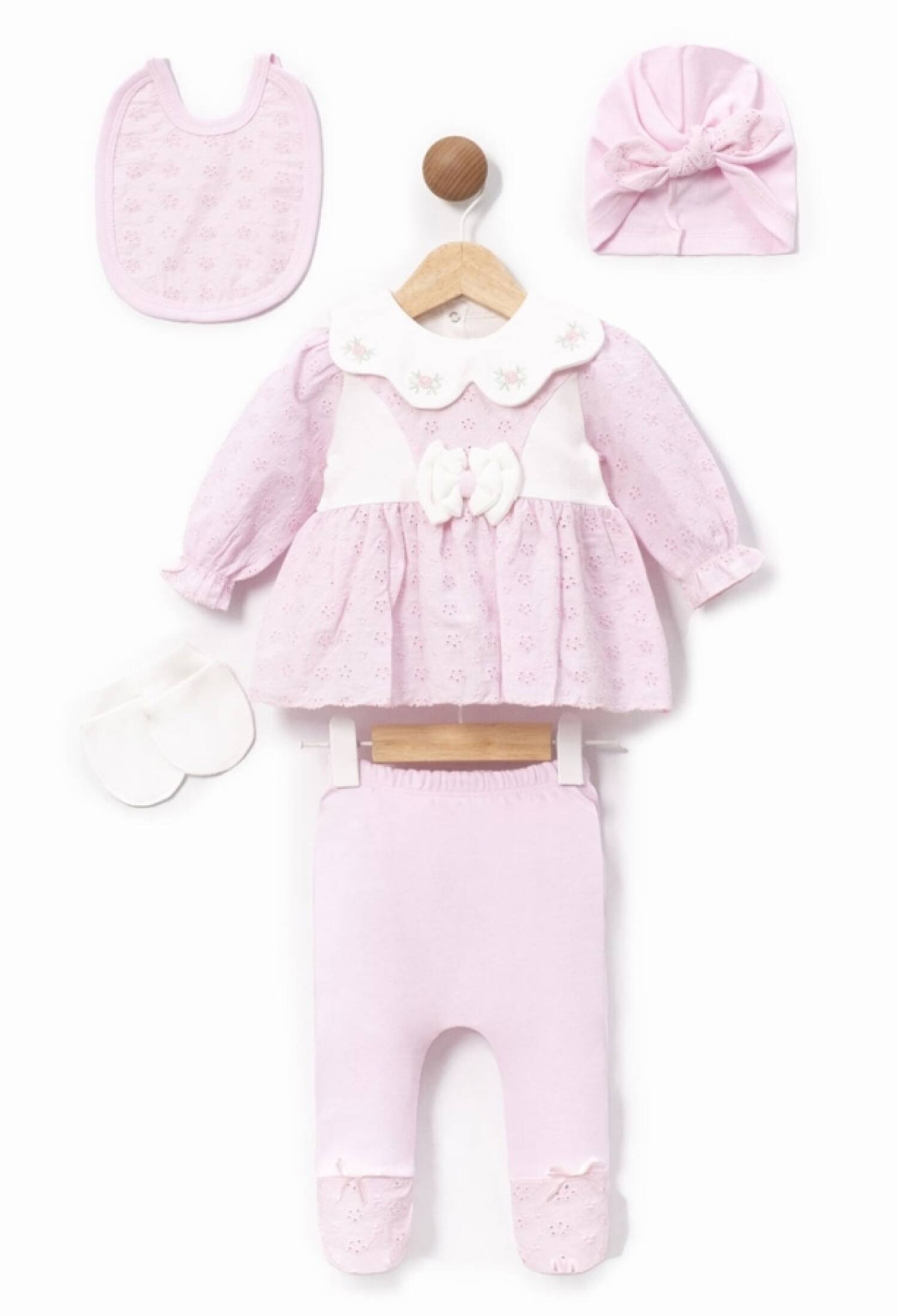Çiçek Nakışlı Kız Bebe Yeni Doğan 5li Set - Brand: CAYZEN - Kids & Bby Clothes From Peralane Kids Turkey