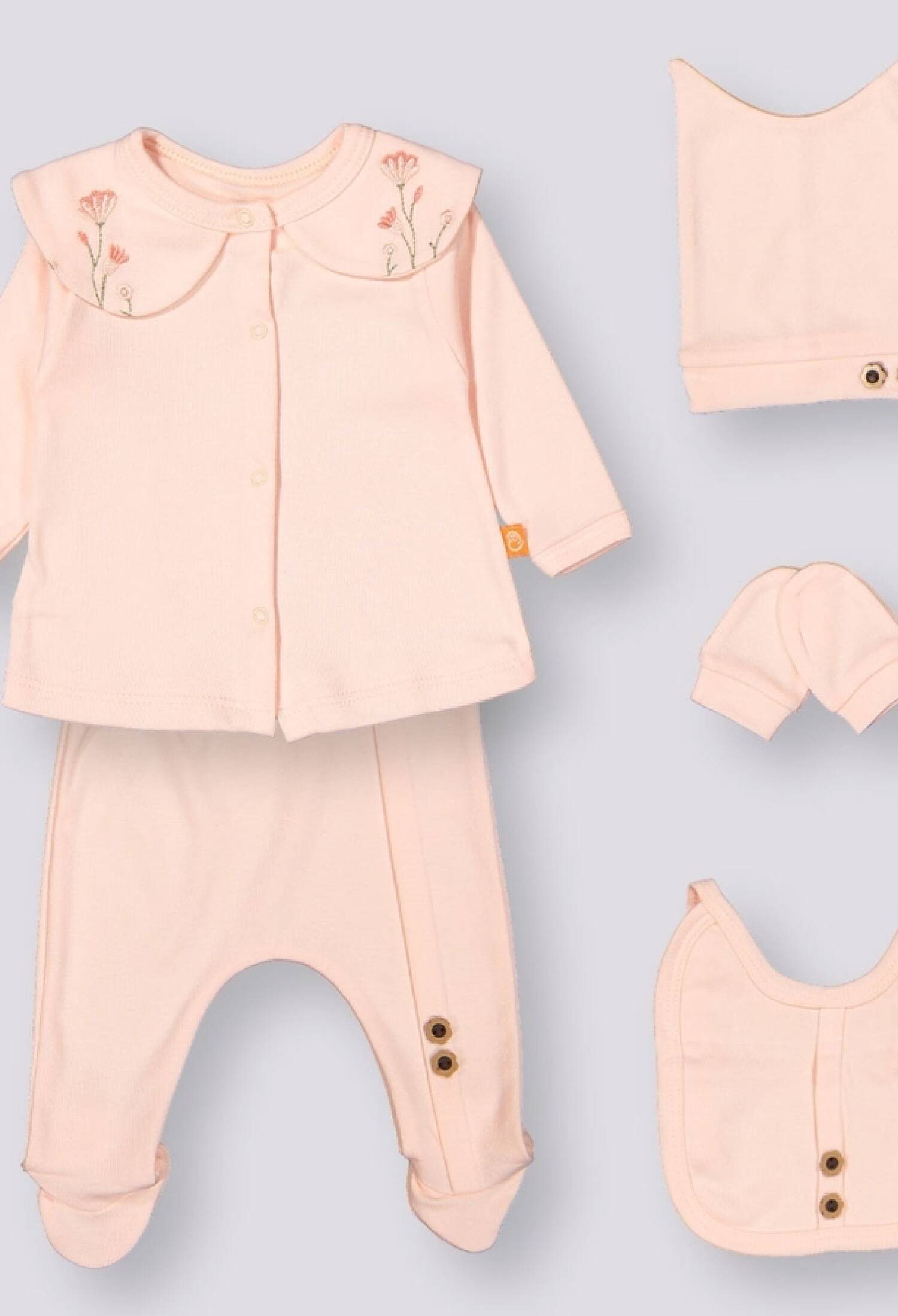 Çiçek Nakışlı Kız Bebe Zıbın Set - Brand: BEYAZ BEBEK - Kids & Bby Clothes From Peralane Kids Turkey