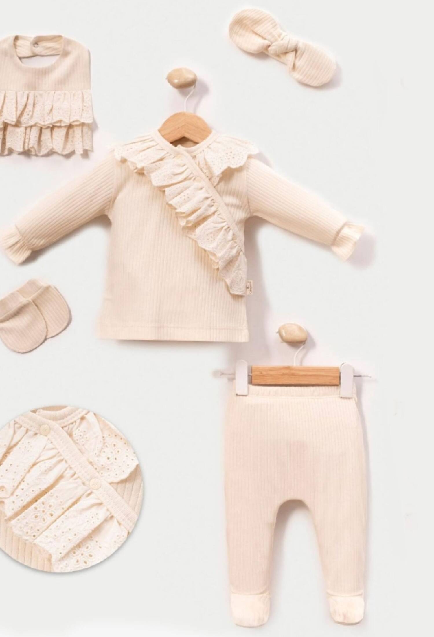 Dantel Detaylı Kız Bebe 5 Li Set - Brand: CAYZEN - Kids & Bby Clothes From Peralane Kids Turkey