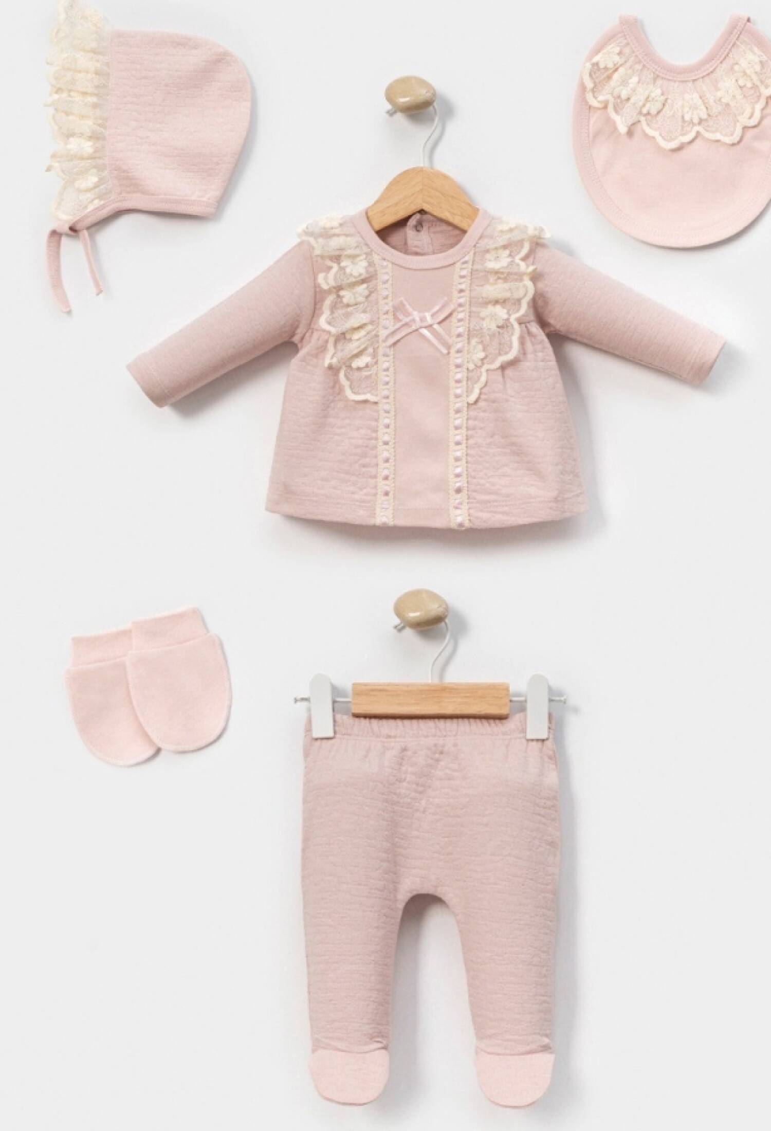Dantelli Yenidoğan Kız Bebe 5li Set - Brand: CAYZEN - Kids & Bby Clothes From Peralane Kids Turkey