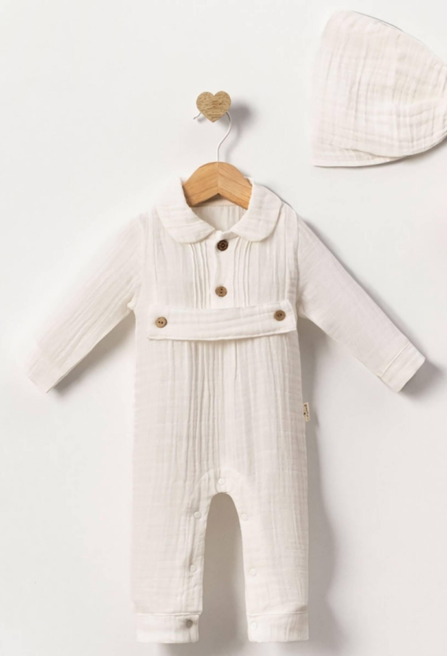 Düğme Desenli Yakalı Erkek Bebe Müslin Tulum - Brand: CAYZEN - Kids & Bby Clothes From Peralane Kids Turkey