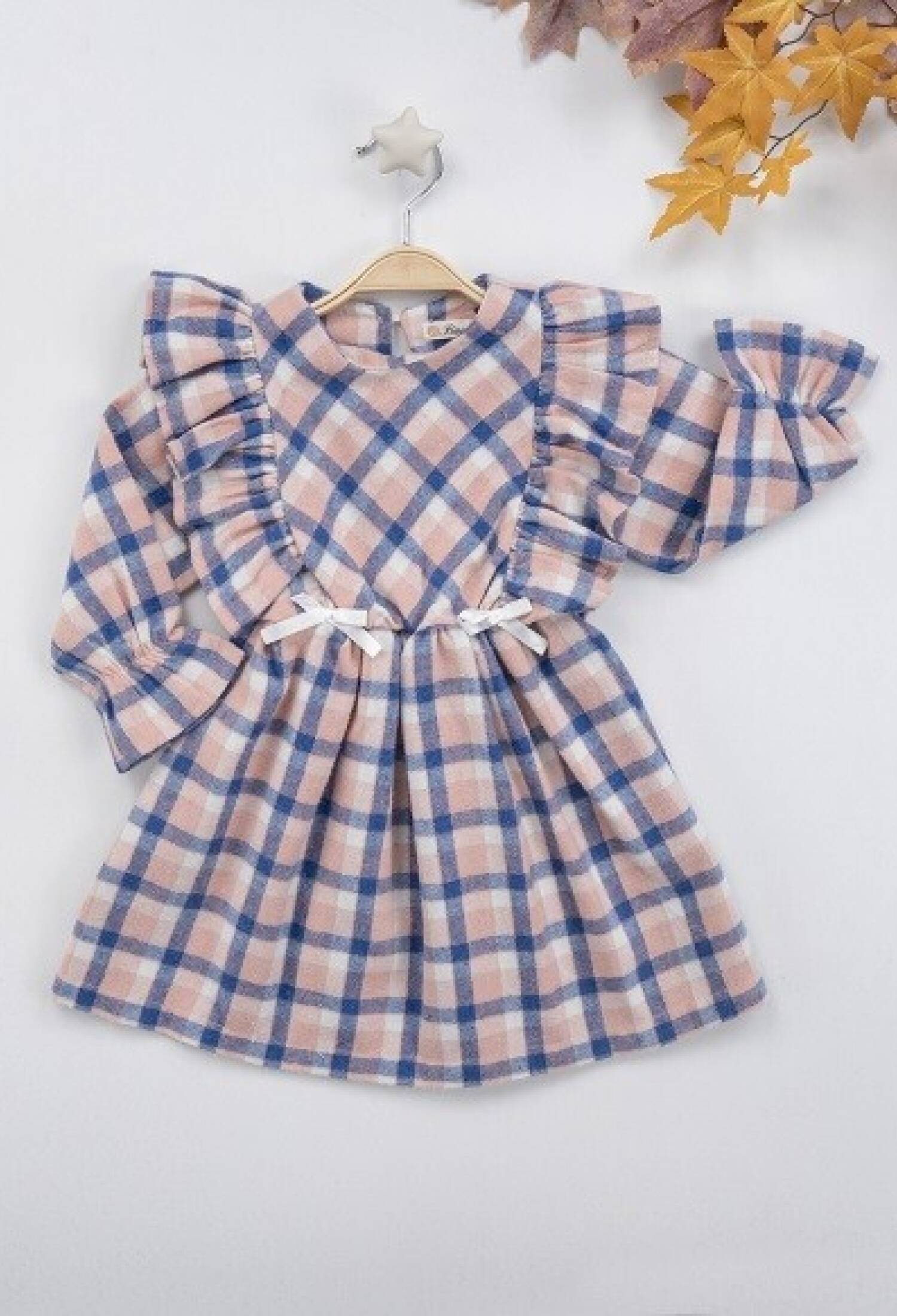 Ekose Fırfırlı Elbise 1016-22276 - 1016-22276 - Brand: Büşra Bebe - Kids & Bby Clothes From Peralane Kids Turkey