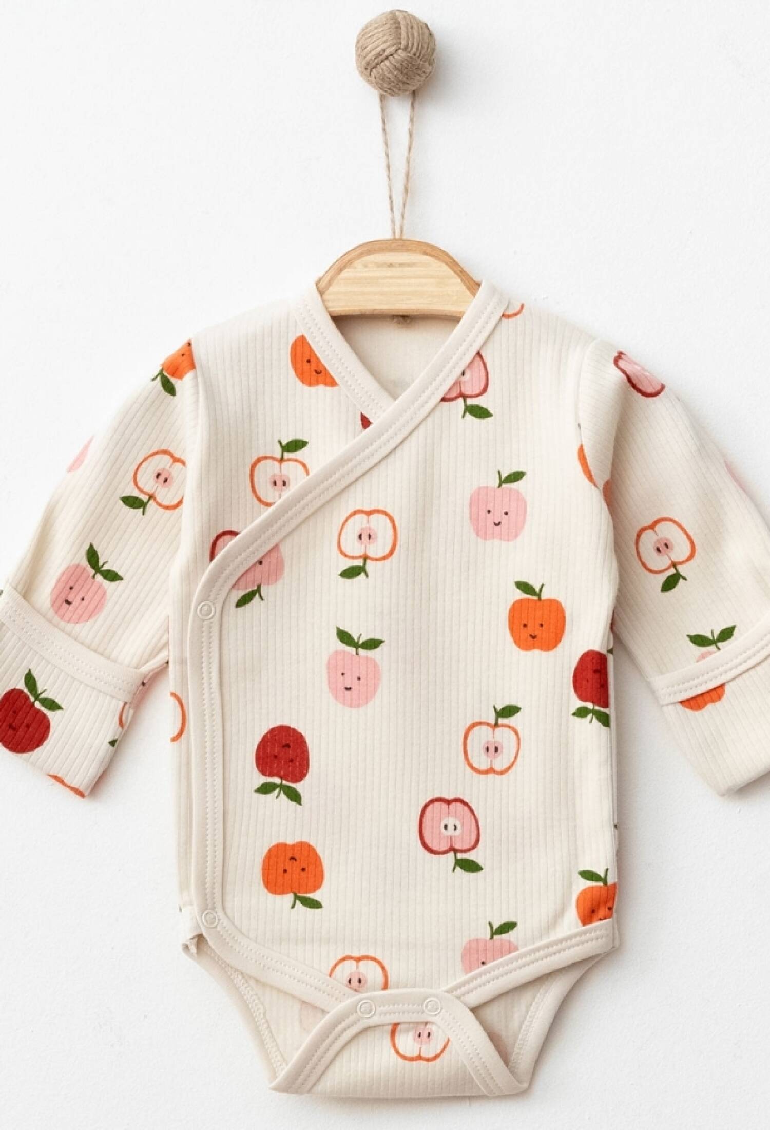 Elma Desenli Raporlu Bebe Kundak Kız Çıtçıtlı Badi - Brand: NAYINOM - Kids & Bby Clothes From Peralane Kids Turkey