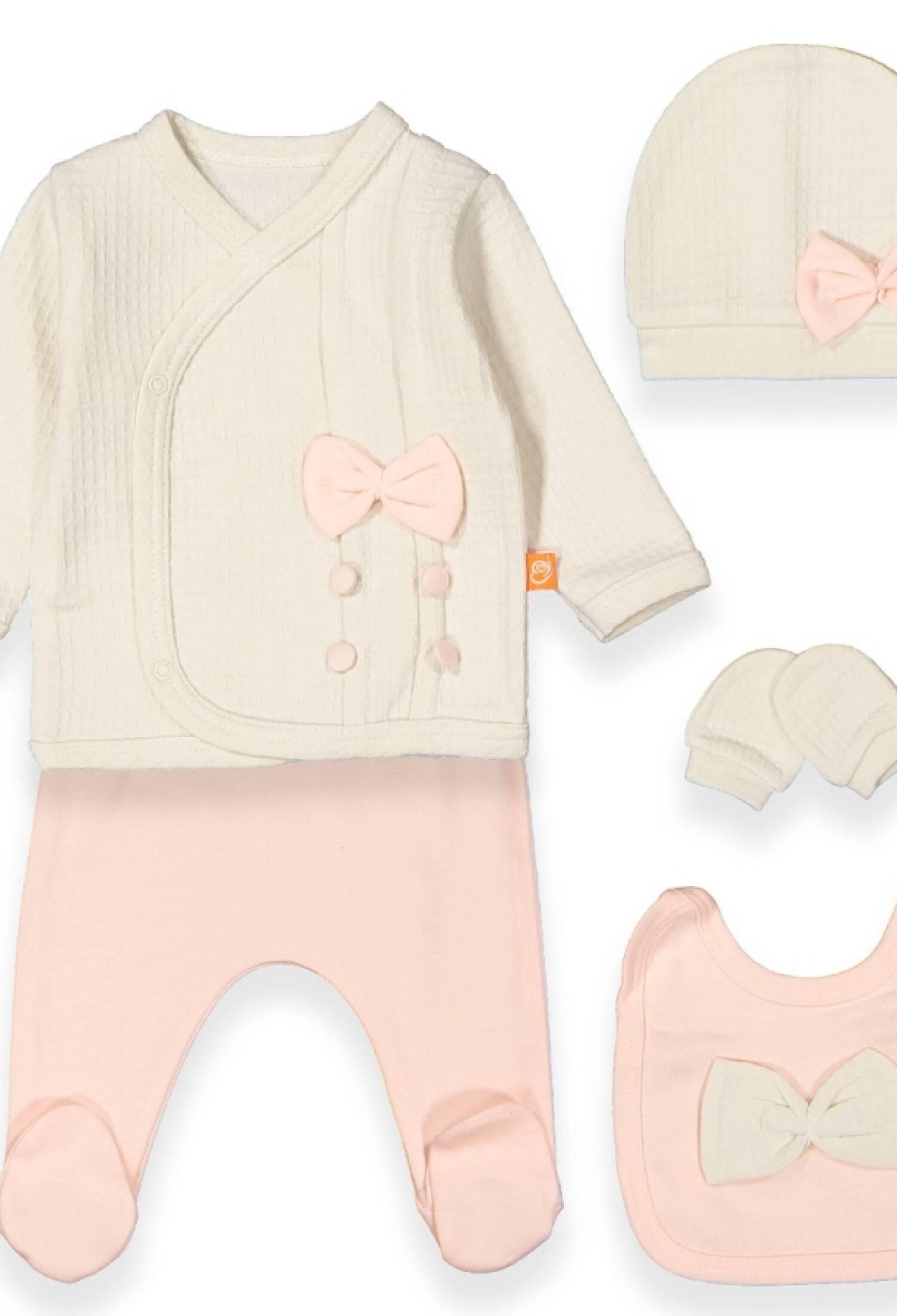 Fiyonk Detaylı Kız Bebe 5li Zıbın Set - Brand: BEYAZ BEBEK - Kids & Bby Clothes From Peralane Kids Turkey