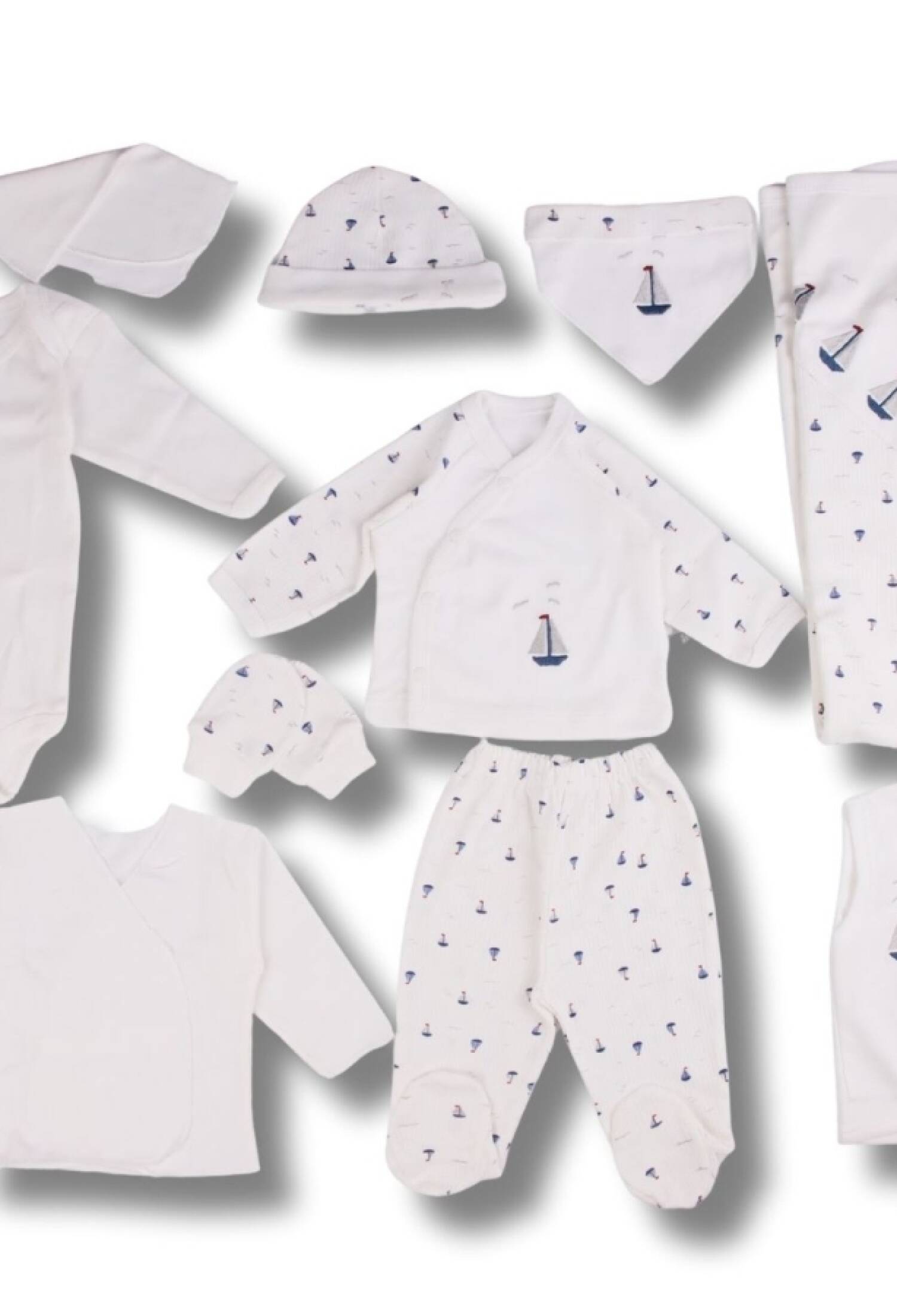 Gemi Desenli Erkek Bebe Hastane Çıkışı 10lü Set - Brand: GAYE BEBE - Kids & Bby Clothes From Peralane Kids Turkey