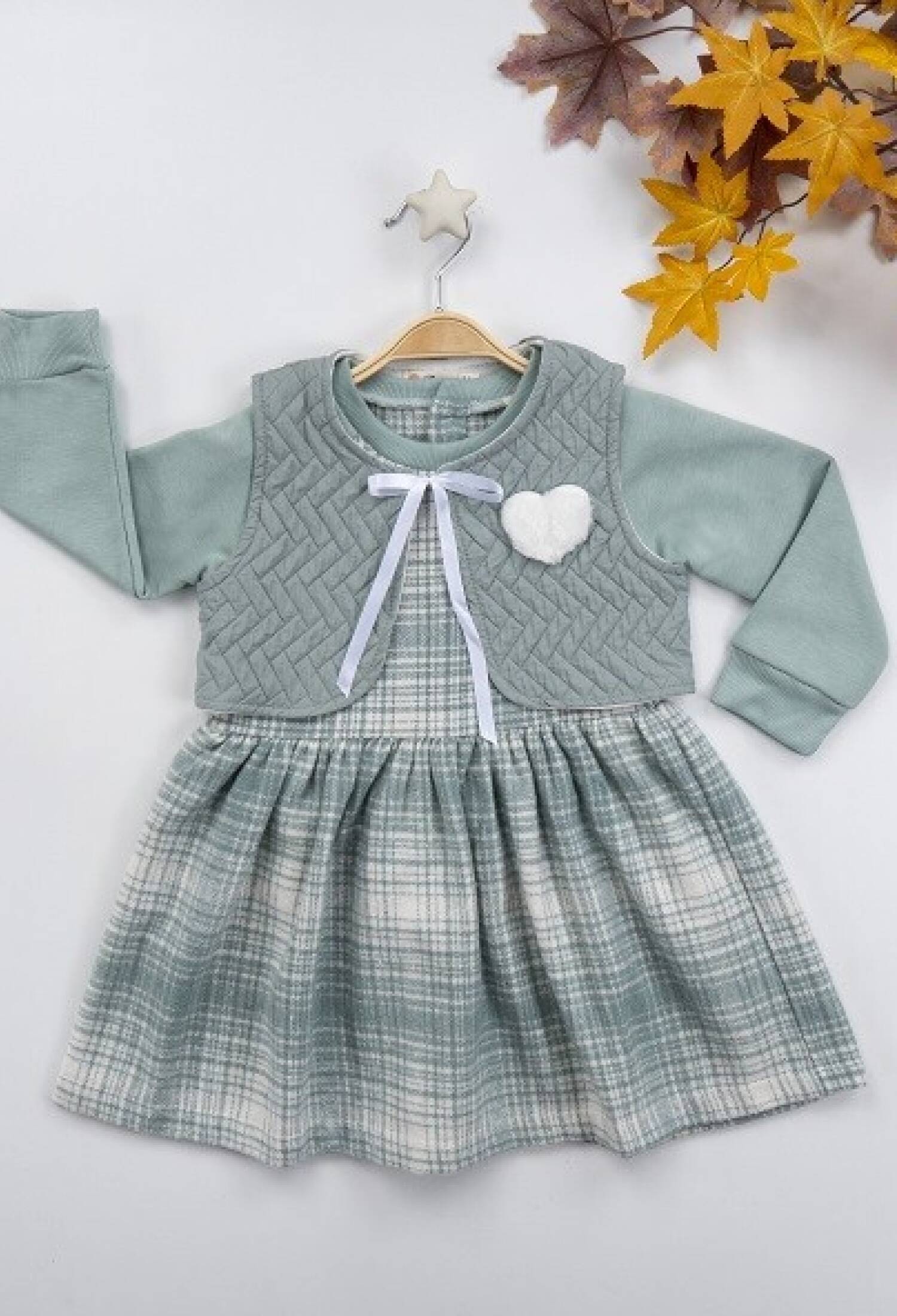 Kapitone Yelekli Ekose Elbise 1016-22270 - 1016-22270 - Brand: Büşra Bebe - Kids & Bby Clothes From Peralane Kids Turkey