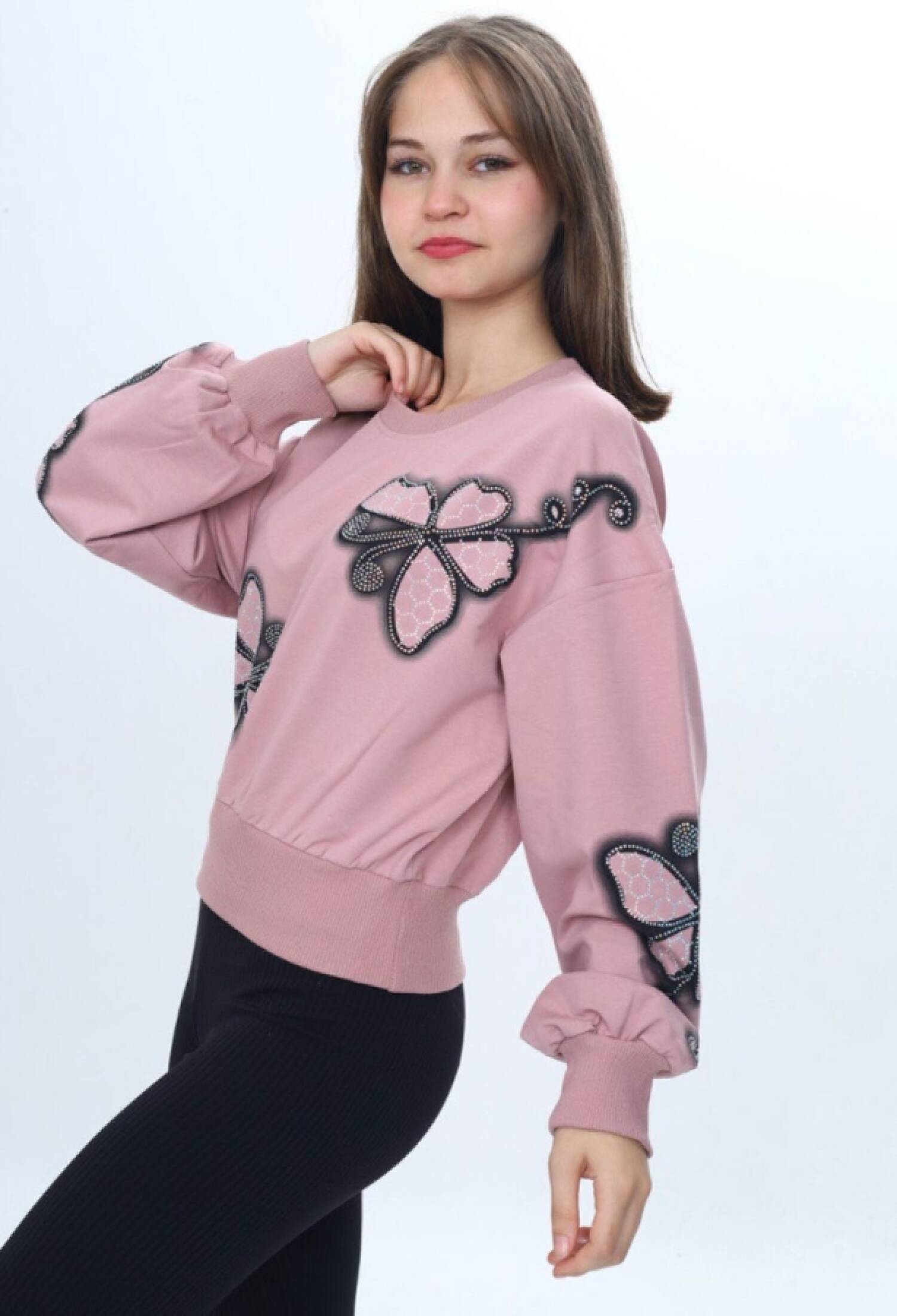 Kelebek Baskılı Kız Sweat - Brand: VIZVIZ - Kids & Bby Clothes From Peralane Kids Turkey
