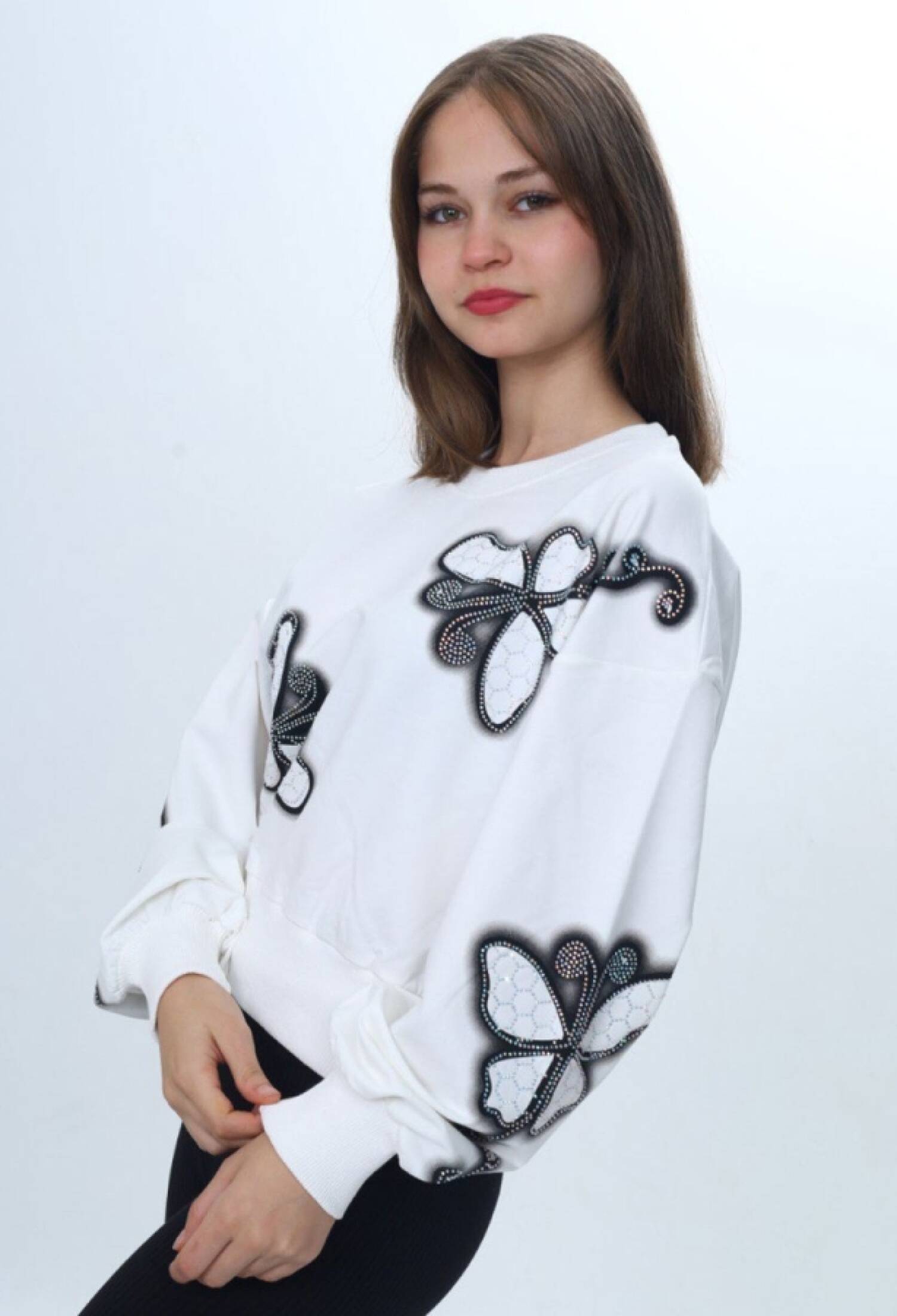 Kelebek Baskılı Kız Sweat - Brand: VIZVIZ - Kids & Bby Clothes From Peralane Kids Turkey