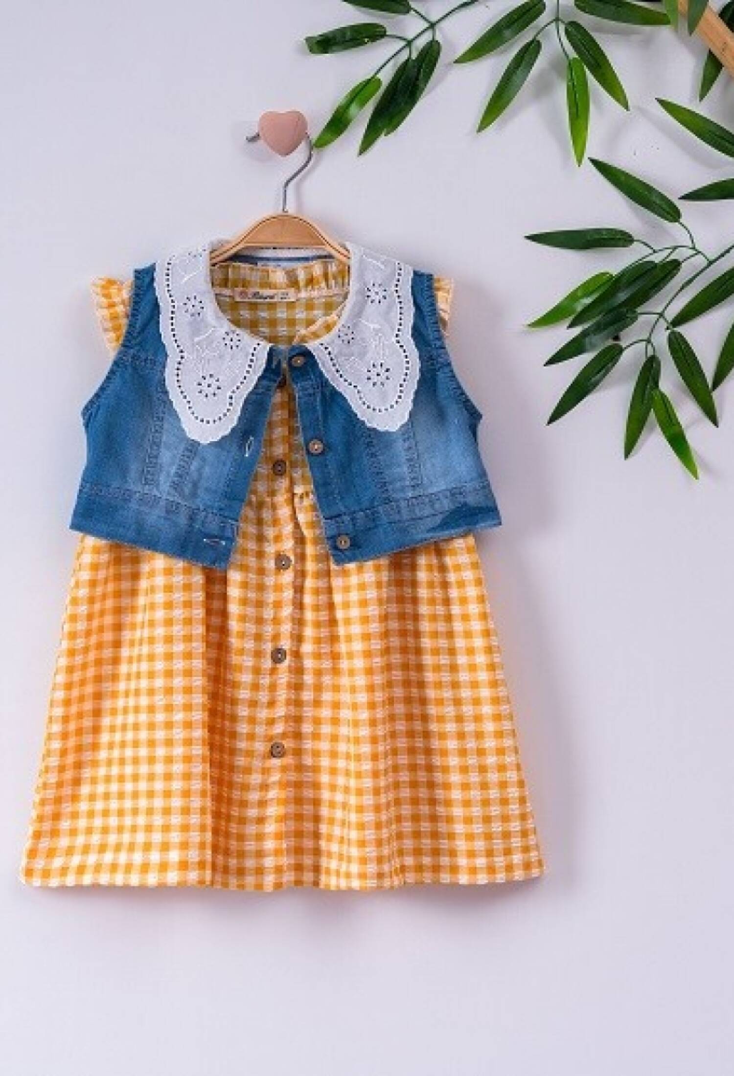 Kot Yelekli Gofre Elbise 1016-221051 - 1016-221051 - Brand: Büşra Bebe - Kids & Bby Clothes From Peralane Kids Turkey
