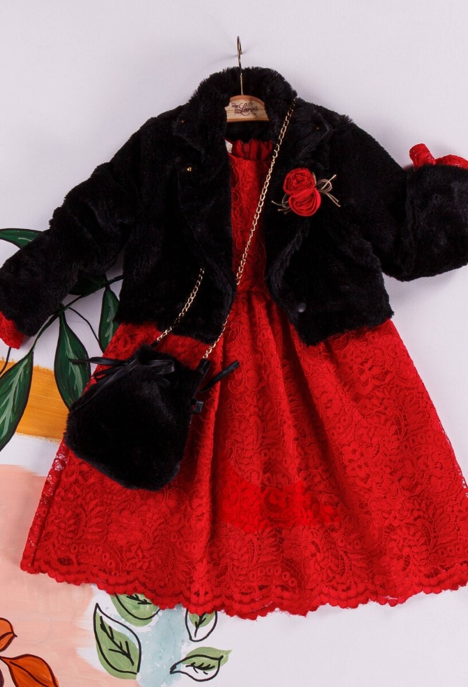 Kürk Ceket Dantel Elbise Çanta 1055-5215 - 1055-5215 - Brand: Miss Lore - Kids & Bby Clothes From Peralane Kids Turkey