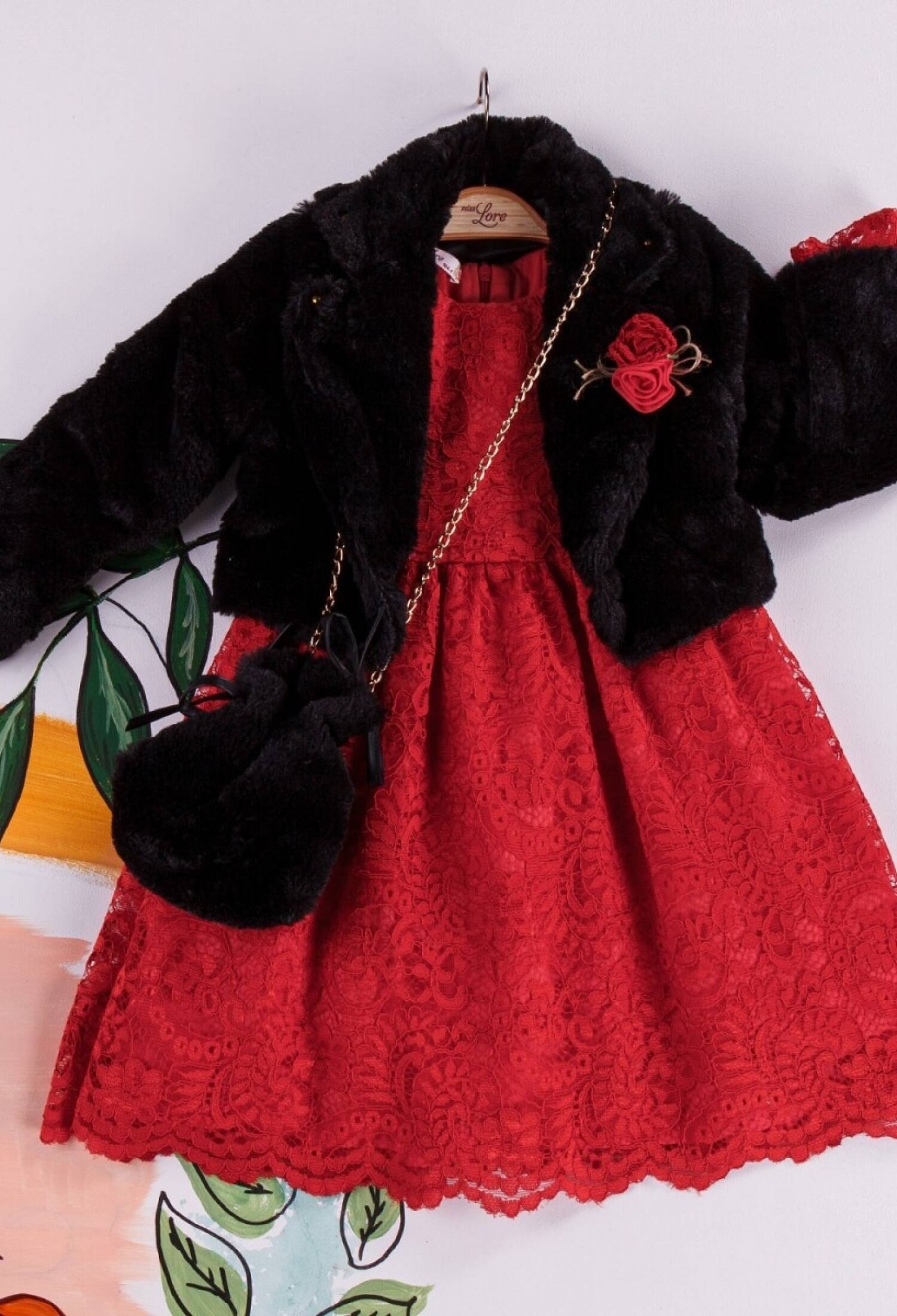 Kürk Ceket Dantel Elbise Çanta 1055-5215 - 1055-5215 - Brand: Miss Lore - Kids & Bby Clothes From Peralane Kids Turkey