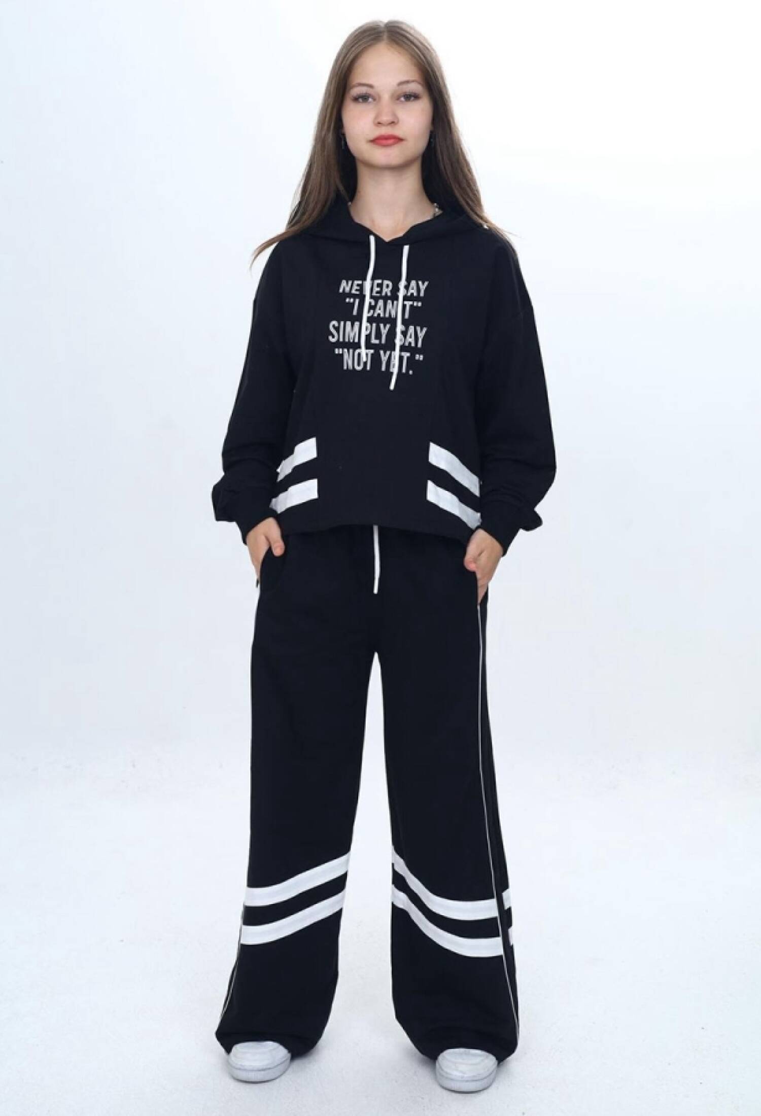 Never Baskılı Kapşonlu Kız Takım - Brand: VIZVIZ - Kids & Bby Clothes From Peralane Kids Turkey