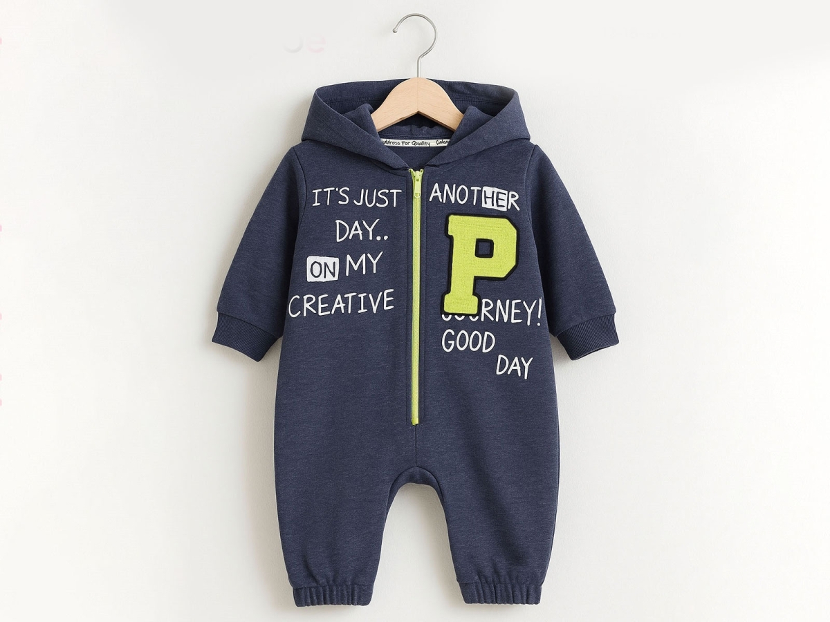 P Nakışlı Kapşonlu Erkek Bebe Tulum – Brand: CAYZEN – Kids & Bby Clothes From Peralane Kids Turkey