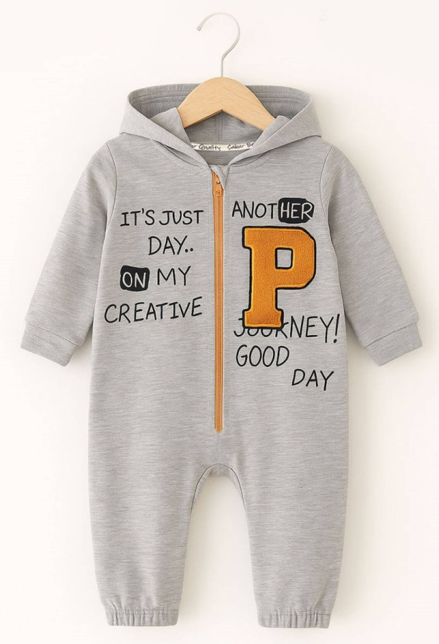 P Nakışlı Kapşonlu Erkek Bebe Tulum - Brand: CAYZEN - Kids & Bby Clothes From Peralane Kids Turkey