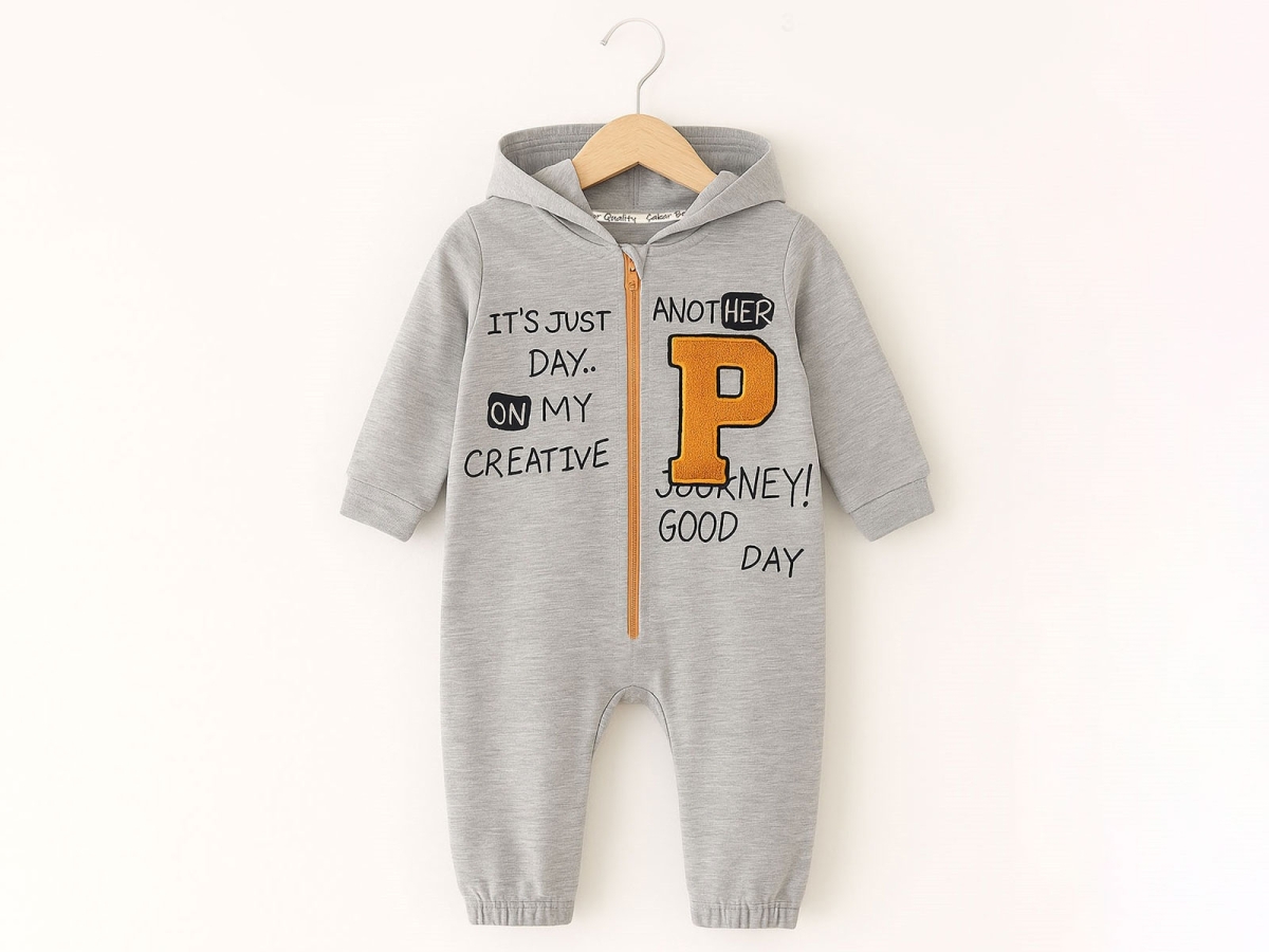 P Nakışlı Kapşonlu Erkek Bebe Tulum – Brand: CAYZEN – Kids & Bby Clothes From Peralane Kids Turkey