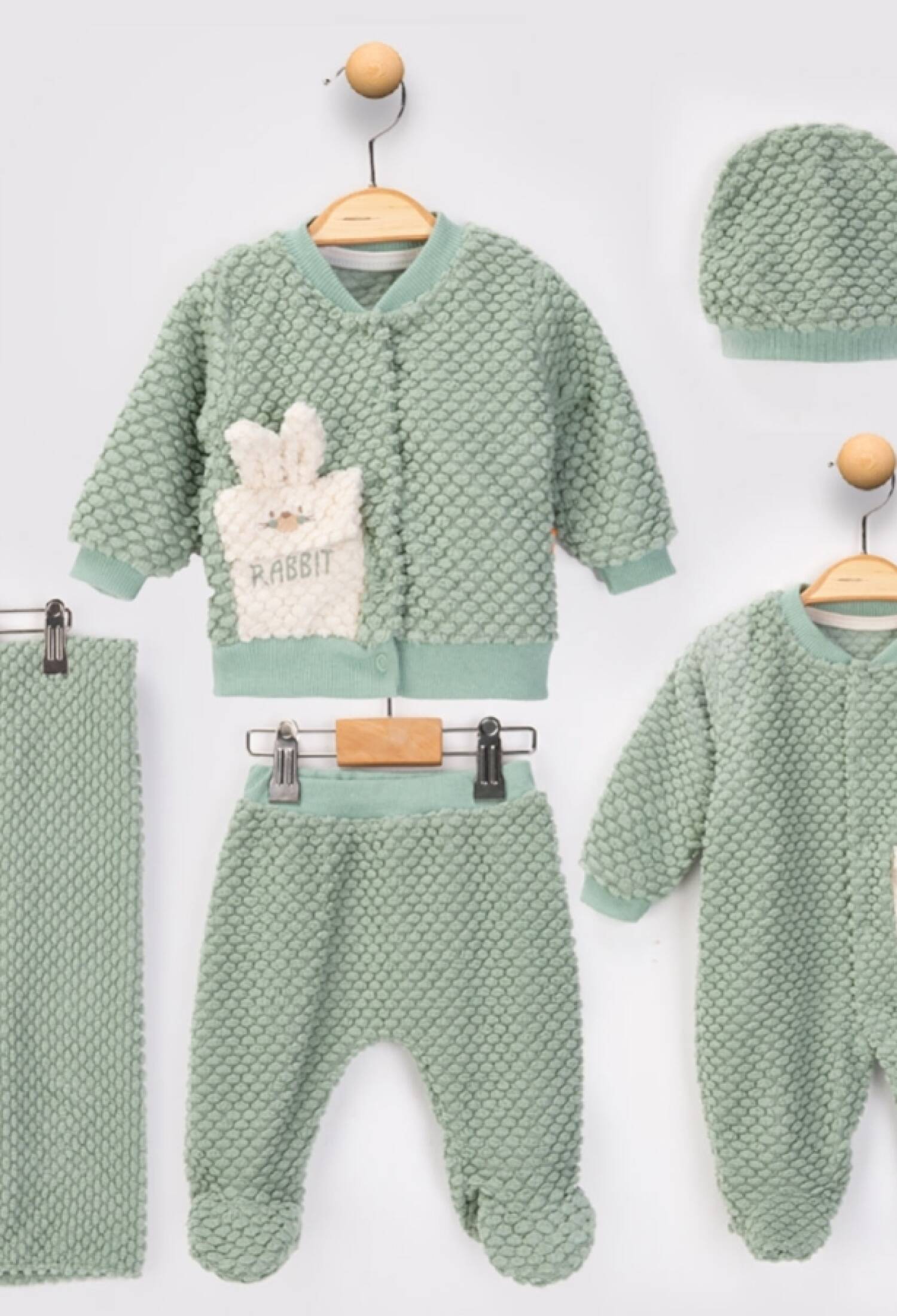 Rabbit Nakışlı Kız Bebe 5li Set - Brand: BEYAZ BEBEK - Kids & Bby Clothes From Peralane Kids Turkey