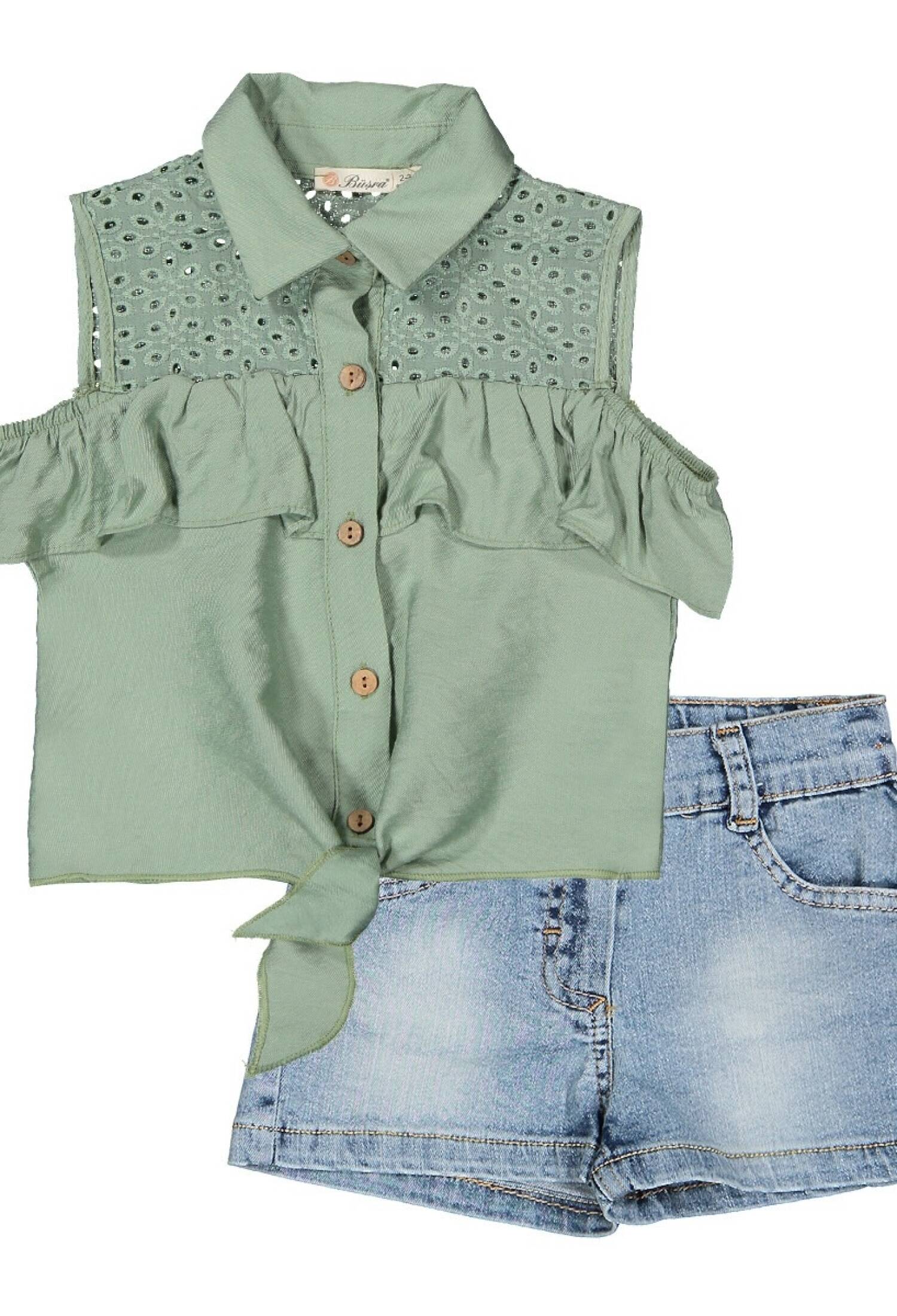 Robası Brodeli Şortlu Takım 1016-211048 - 1016-211048 - Brand: Büşra Bebe - Kids & Bby Clothes From Peralane Kids Turkey