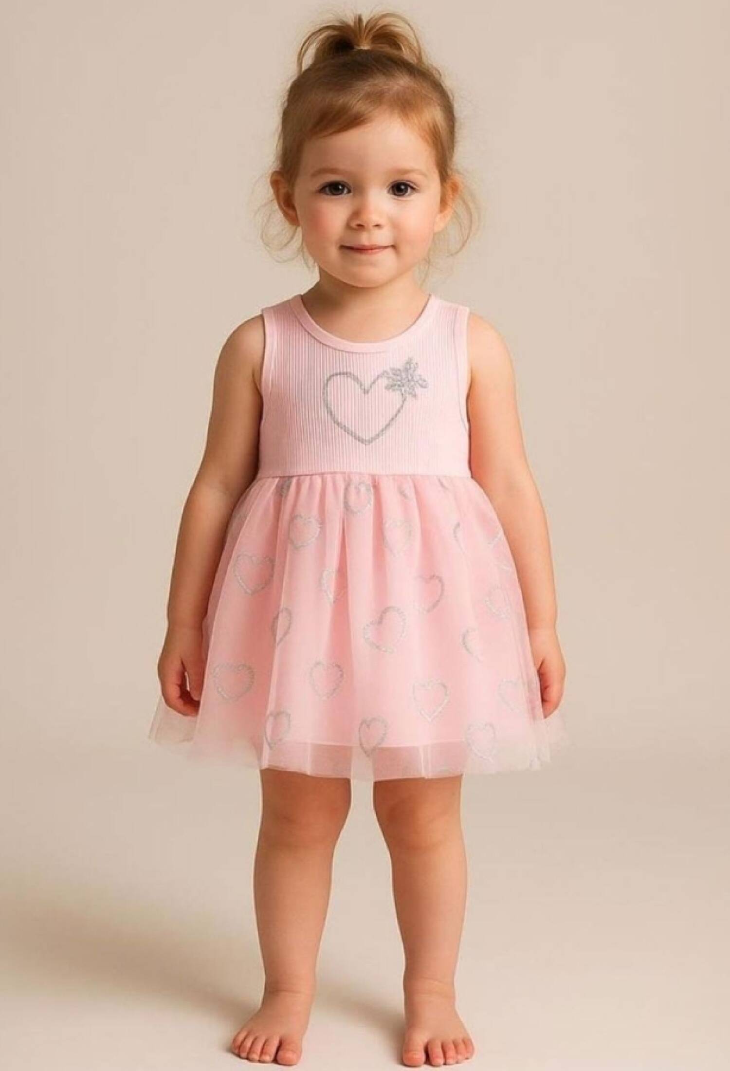 Simli Kalp Baskılı Bebe Elbise - Brand: NAYINOM - Kids & Bby Clothes From Peralane Kids Turkey