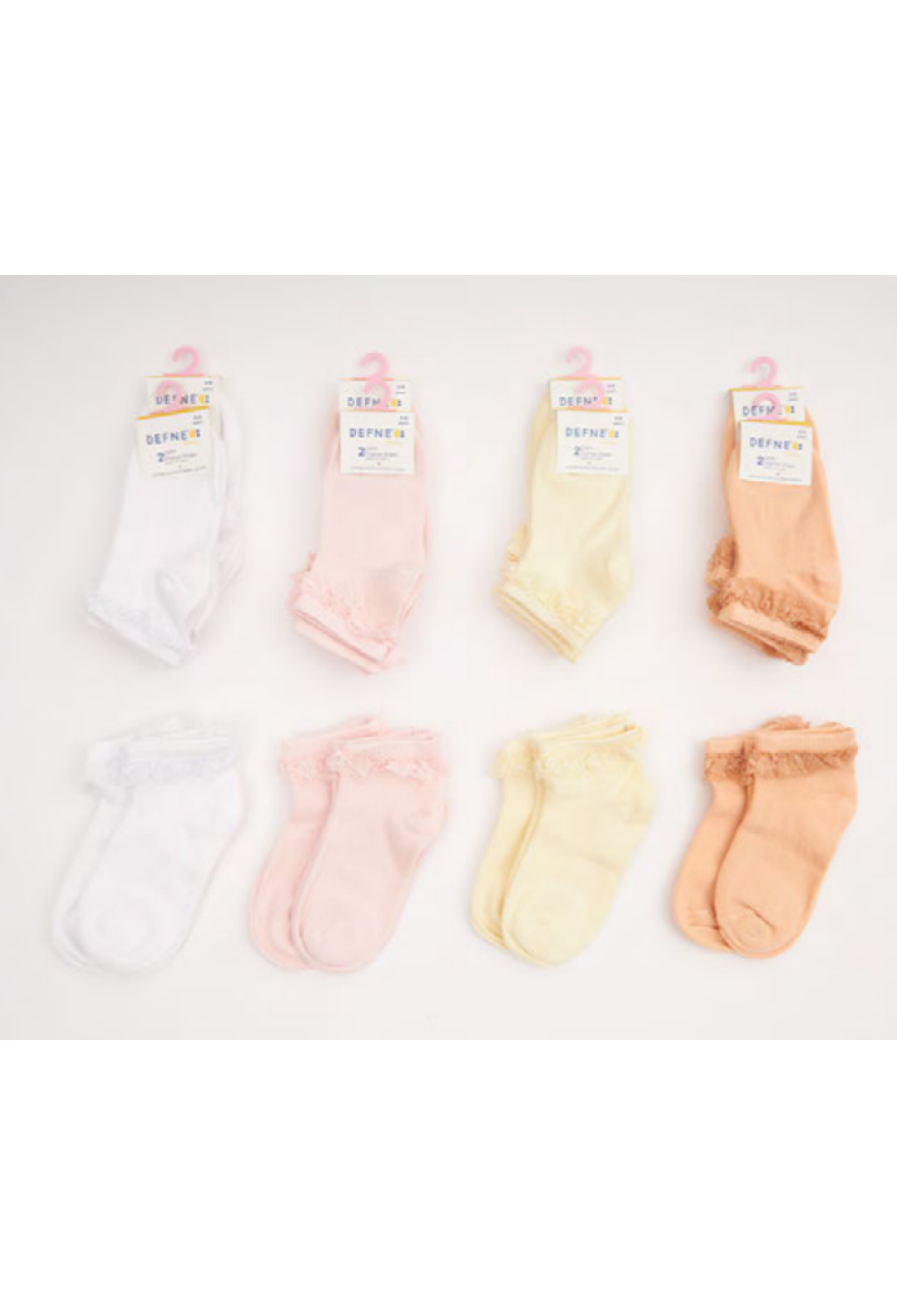 Toptan 24 Çift Kız Bebe Patik Çorap (Kutu) 1064-DFN2P-K016-23(6-12) - 1064-DFN2P-K016-23(6-12) - Brand: Defne - Kids & Bby Clothes From Peralane Kids Turkey