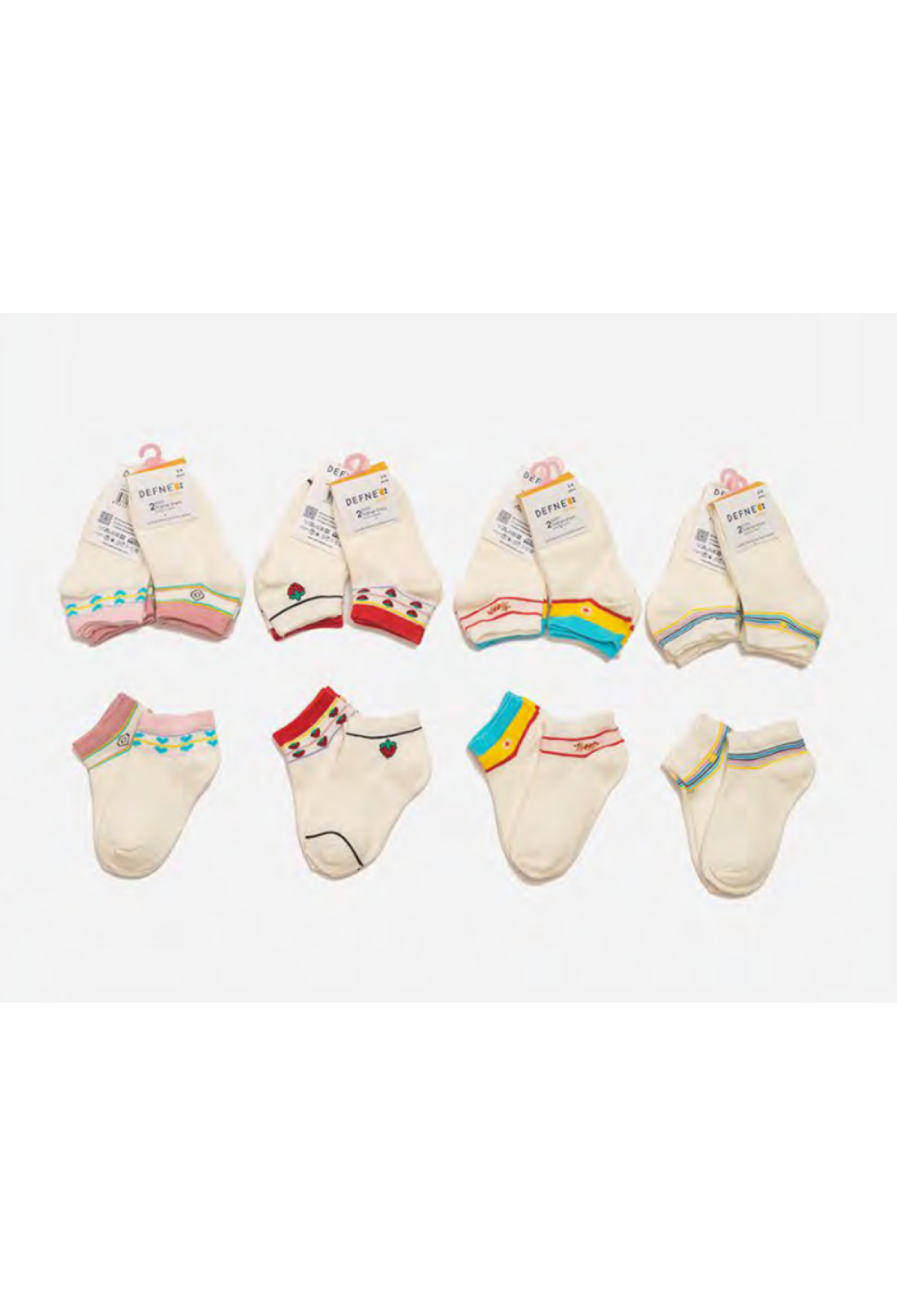 Toptan 24 Çift Kız Çocuk Patik Çorap (Kutu) 1064-DFN2P-K015-22(3-4) - 1064-DFN2P-K015-22(3-4) - Brand: Defne - Kids & Bby Clothes From Peralane Kids Turkey