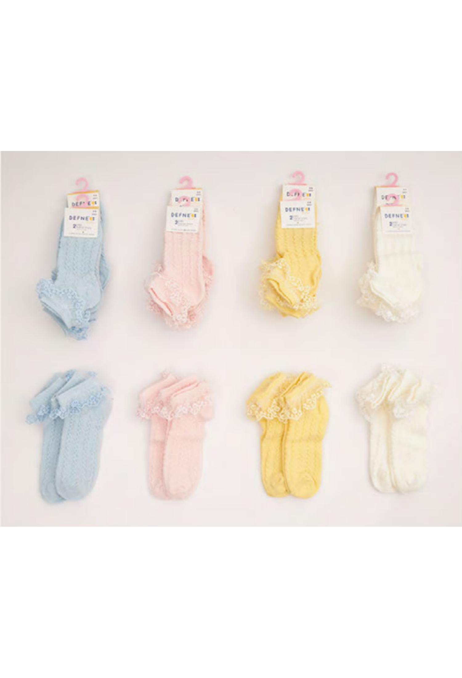 Toptan 24 Çift Kız Çocuk Patik Çorap (Kutu) 1064-DFN2P-K017-23(3-4) - 1064-DFN2P-K017-23(3-4) - Brand: Defne - Kids & Bby Clothes From Peralane Kids Turkey
