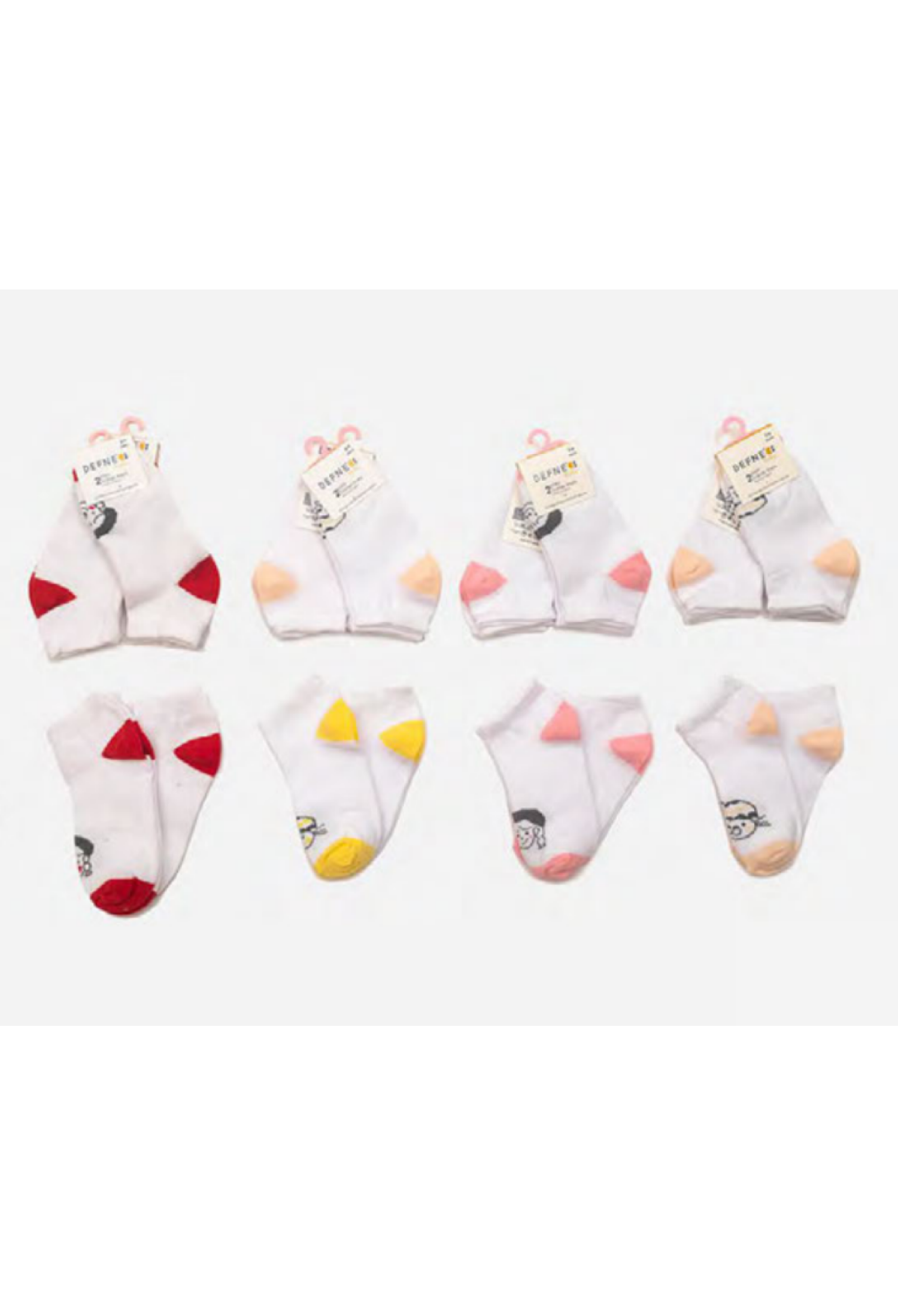 Toptan 24 Çift Kız Patik Çorap (Kutu) 1064-DFN2P-K014-22(3-4) - 1064-DFN2P-K014-22(3-4) - Brand: Defne - Kids & Bby Clothes From Peralane Kids Turkey