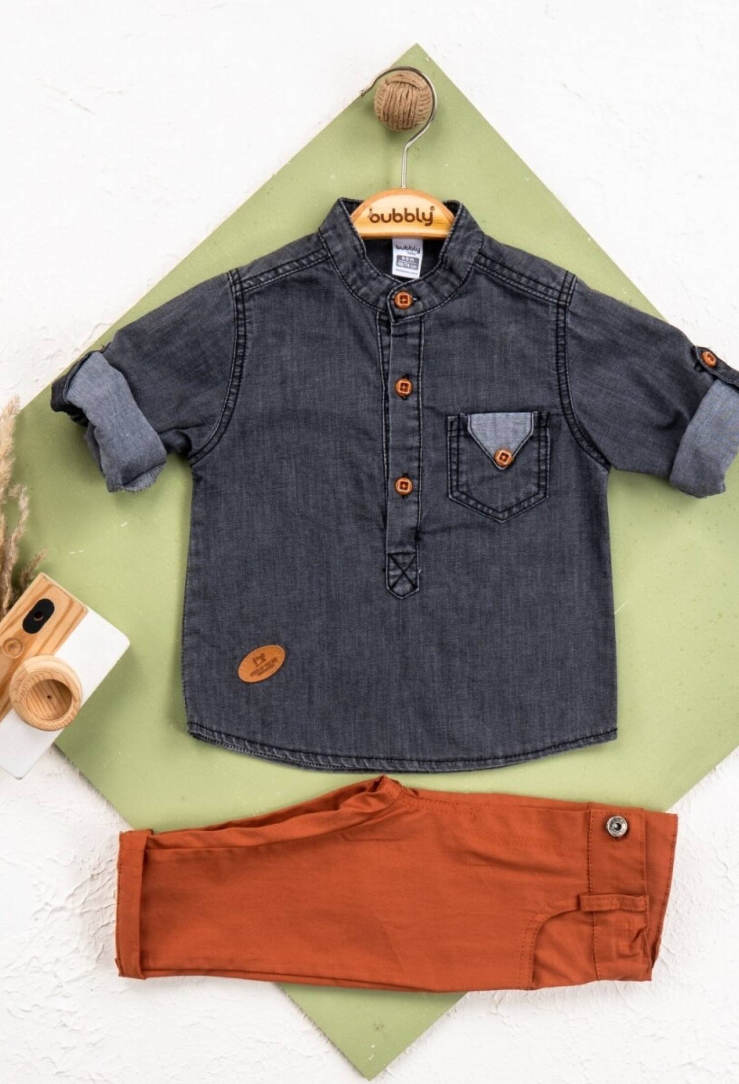 Toptan Bebek 2li Gömlek ve Pantolon Takım 6-24M 2035-452 - 2035-452 - Brand: Bubbly - Kids & Bby Clothes From Peralane Kids Turkey