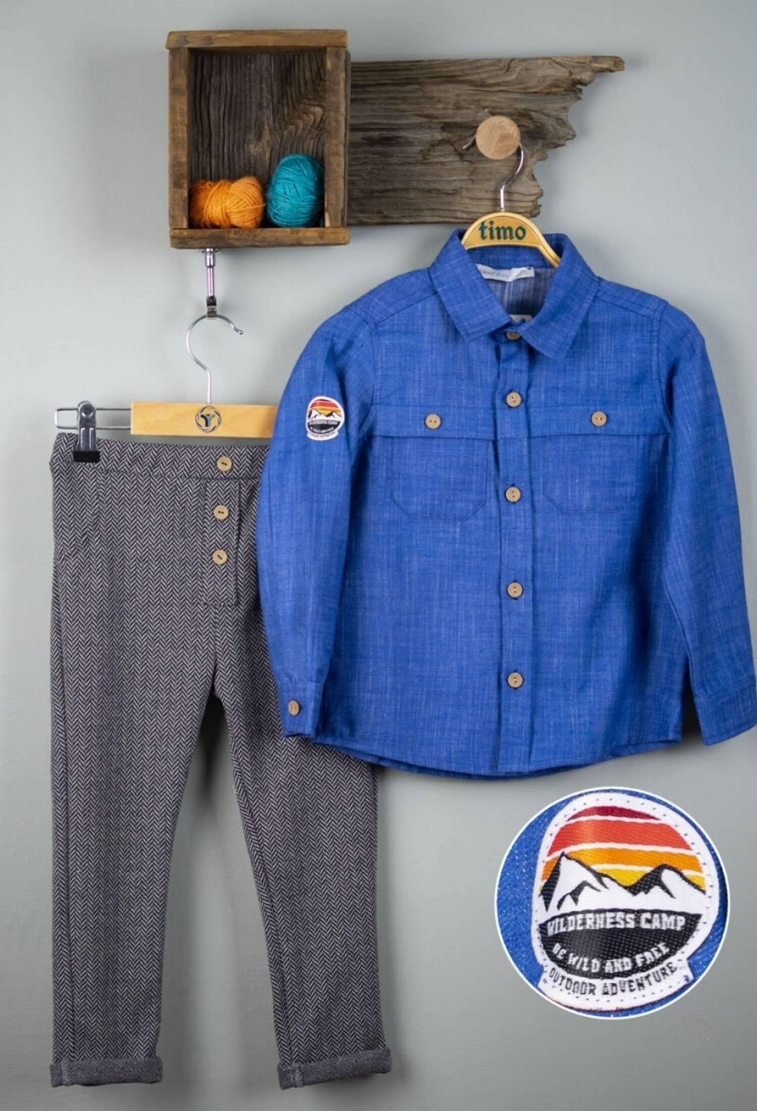 Toptan Bebek 2'li Gömlek ve Pantolon Takım 6-24M 1018-T3EDT064236811 - 1018-T3EDT064236811 - Brand: Timo - Kids & Bby Clothes From Peralane Kids Turkey