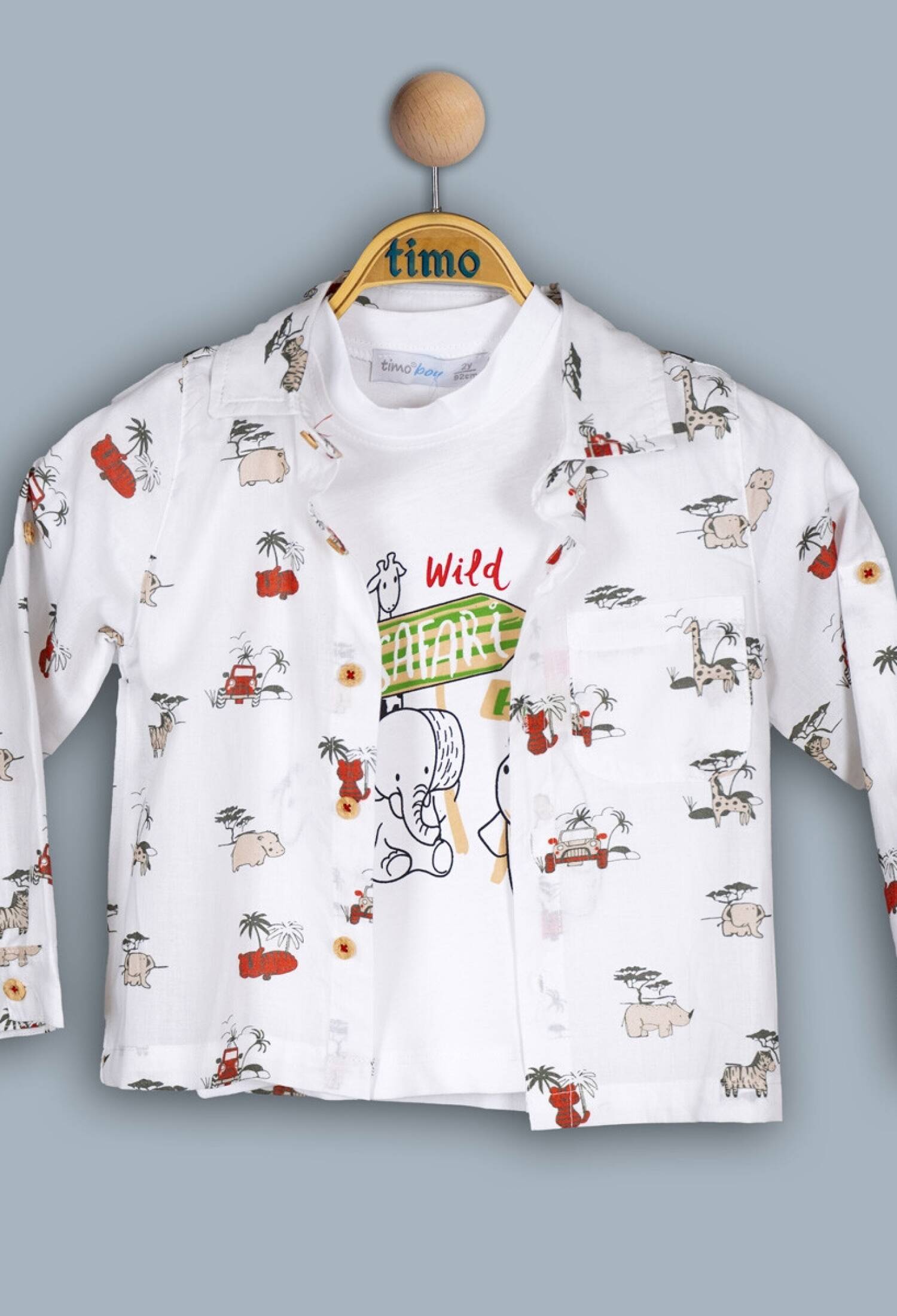 Toptan Bebek 2'li Hayvanlı Gömlek Takım 6-24M 1018-TE4DT042242411 - 1018-TE4DT042242411 - Brand: Timo - Kids & Bby Clothes From Peralane Kids Turkey