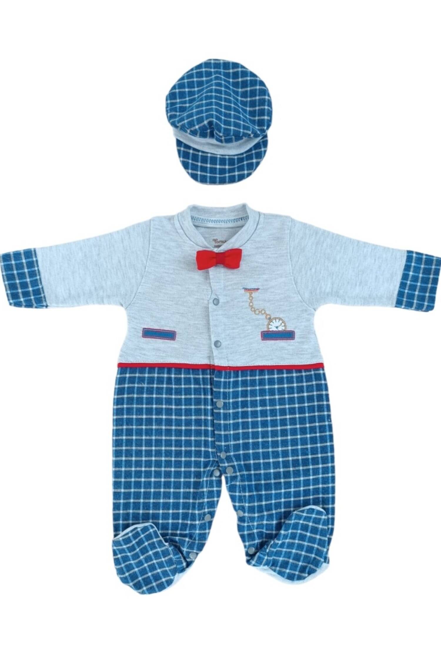 Toptan Bebek 2'li Patikli Tulum ve Şapka Takım 0-6M 1074-25255 - 1074-25255 - Brand: Tomuycuk - Kids & Bby Clothes From Peralane Kids Turkey