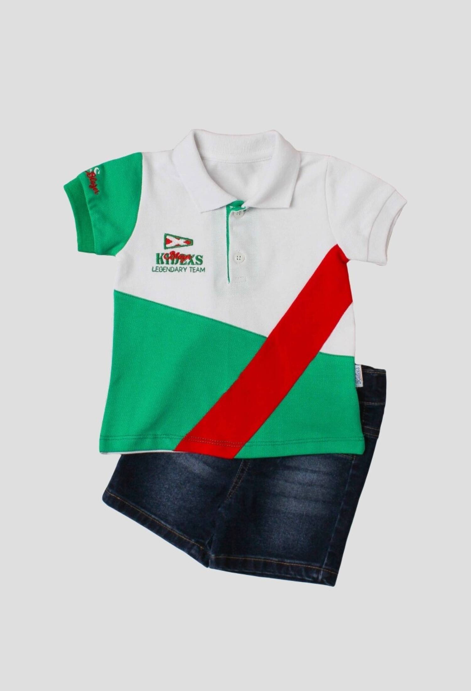 Toptan Bebek 2'li Polo Yaka Tişört ve Kot Kapri Takım 6-24M 1026-35052 - 1026-35052 - Brand: Kidexs - Kids & Bby Clothes From Peralane Kids Turkey