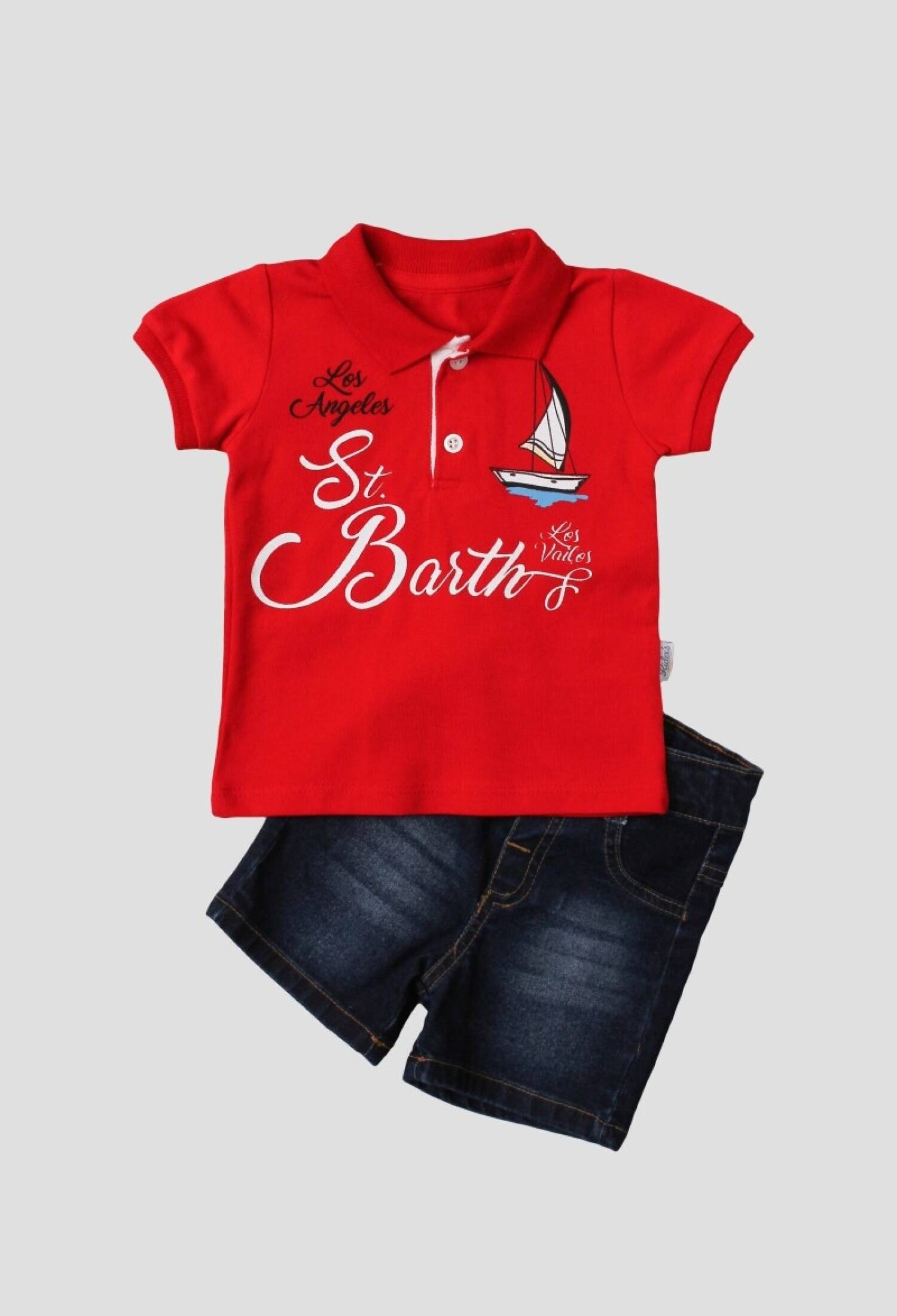 Toptan Bebek 2'li Polo Yaka Tişört ve Kot Kapri Takım 6-24M 1026-35055 - 1026-35055 - Brand: Kidexs - Kids & Bby Clothes From Peralane Kids Turkey