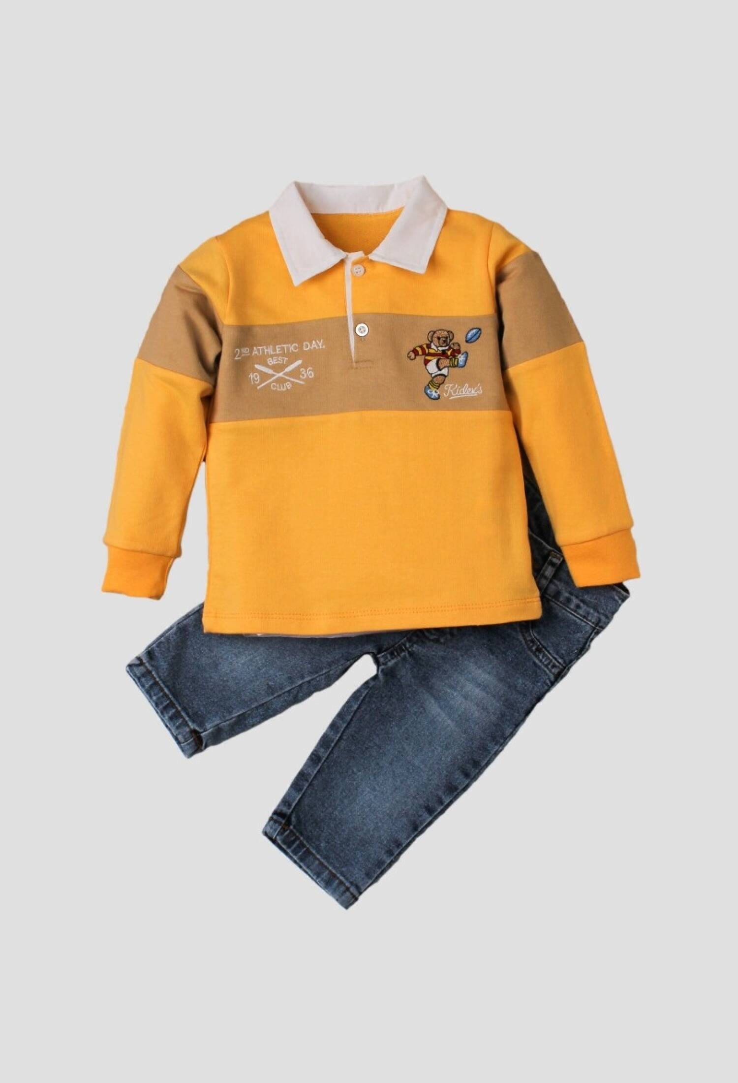 Toptan Bebek 2'li Uzun Kollu Tişört ve Kot Pantolon 9-24M 1026-35048 - 1026-35048 - Brand: Kidexs - Kids & Bby Clothes From Peralane Kids Turkey