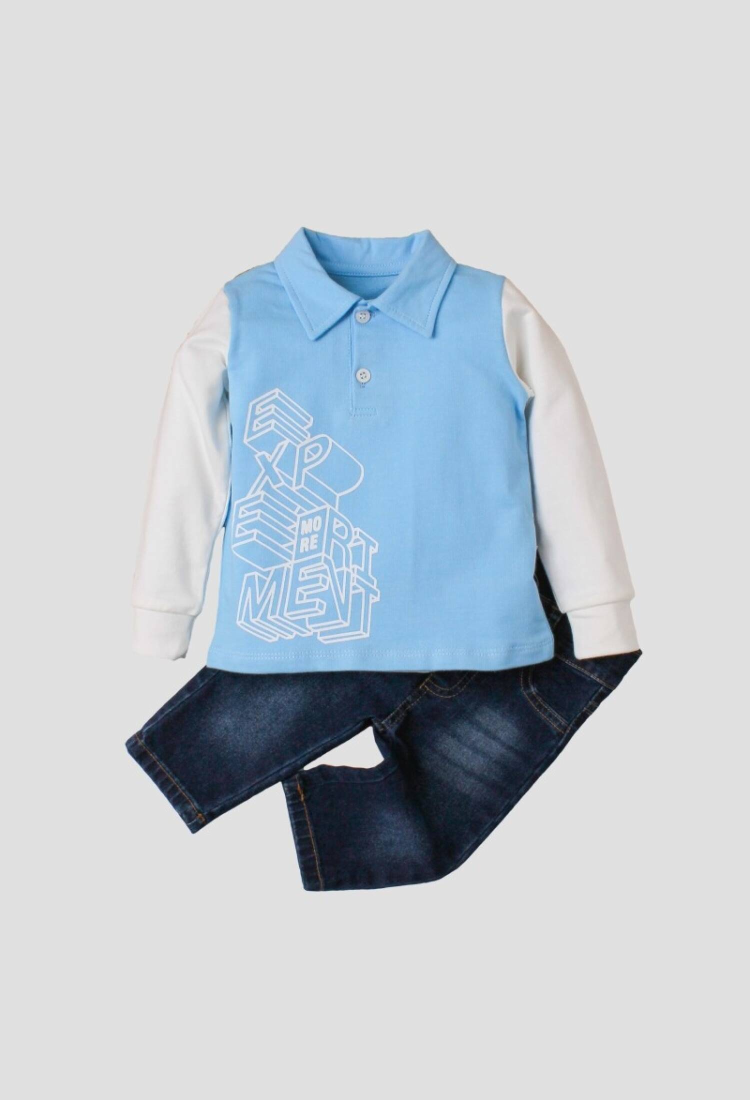 Toptan Bebek 2'li Uzun Kollu Tişört ve Kot Pantolon 9-24M 1026-35049 - 1026-35049 - Brand: Kidexs - Kids & Bby Clothes From Peralane Kids Turkey