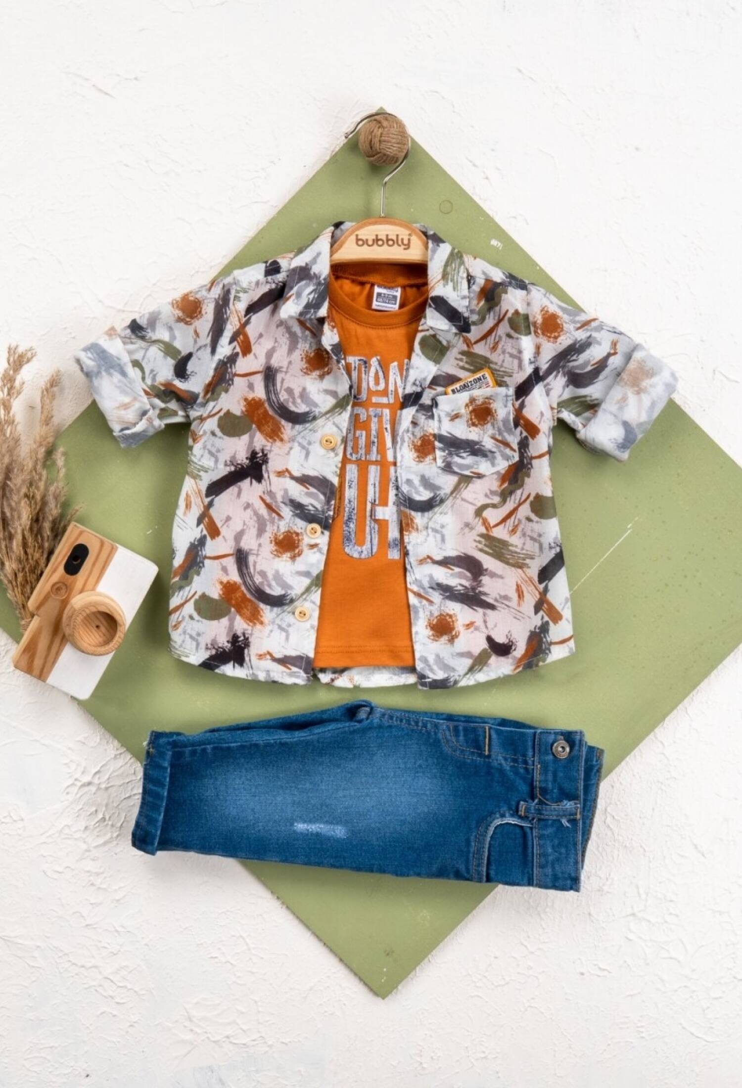 Toptan Bebek 3' lü Gömlek Pantolon Takım 6-24M 2035-449 - 2035-449 - Brand: Bubbly - Kids & Bby Clothes From Peralane Kids Turkey