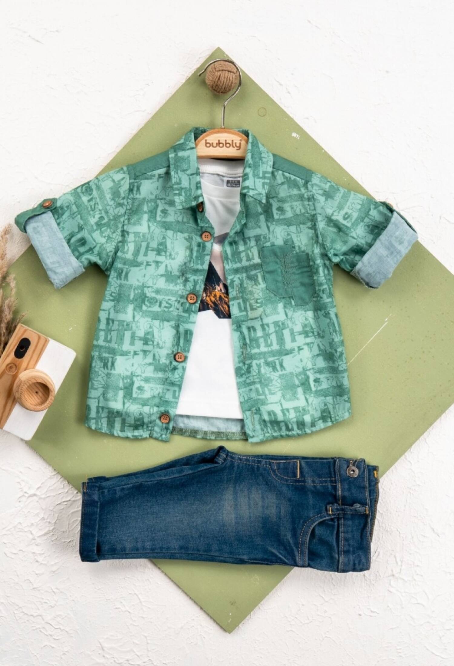 Toptan Bebek 3' lü Gömlek Pantolon Takım 2035-440 - 2035-440 - Brand: Bubbly - Kids & Bby Clothes From Peralane Kids Turkey