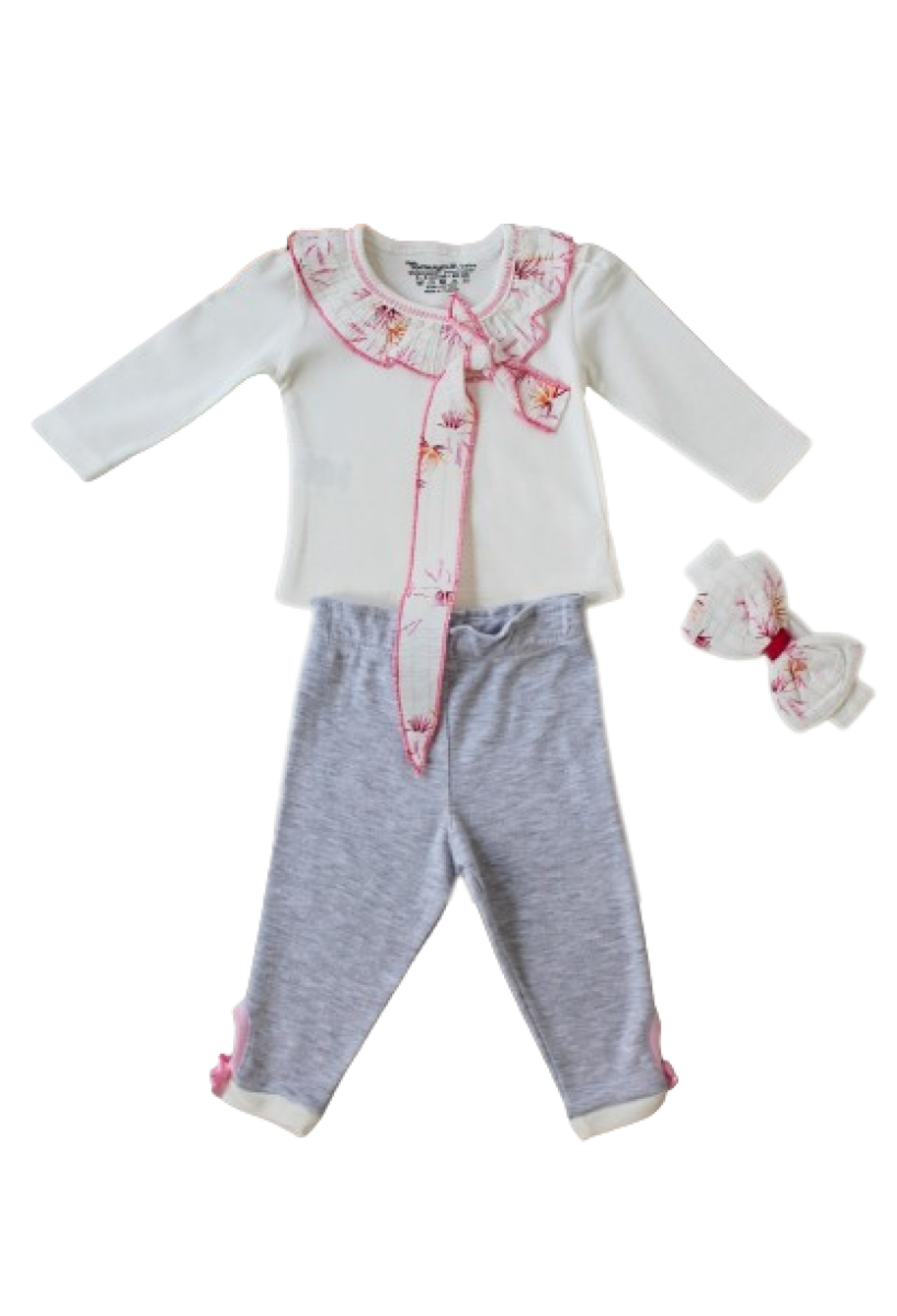 Toptan Bebek 3'lü Sweatshirt Pantalon ve Saç Bantlı Takım 3-12M 1074-75560 - 1074-75560 - Brand: Tomuycuk - Kids & Bby Clothes From Peralane Kids Turkey